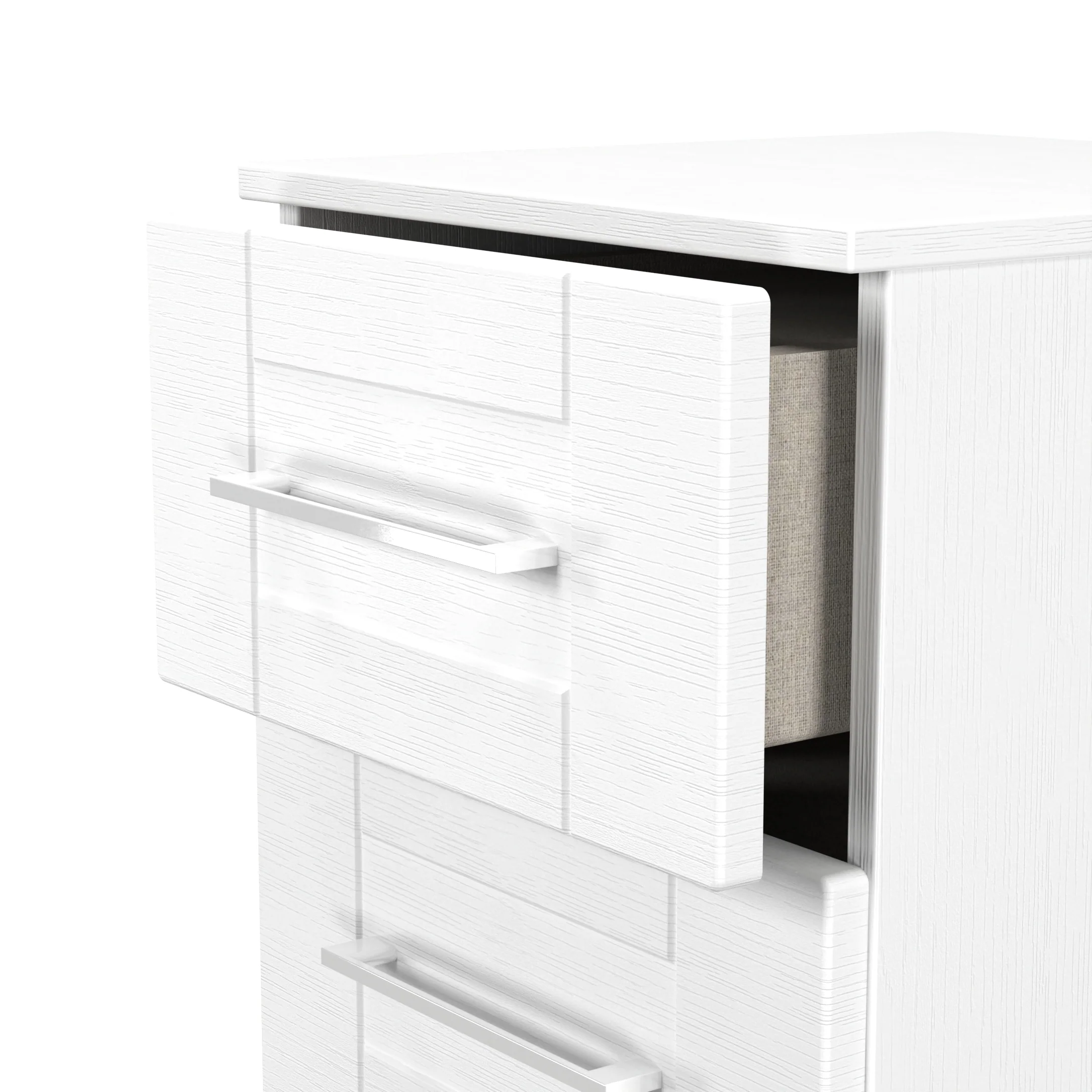 Malton Ready Assembled 3 Drawer Bedside Cabinet in White Ash - Image 6