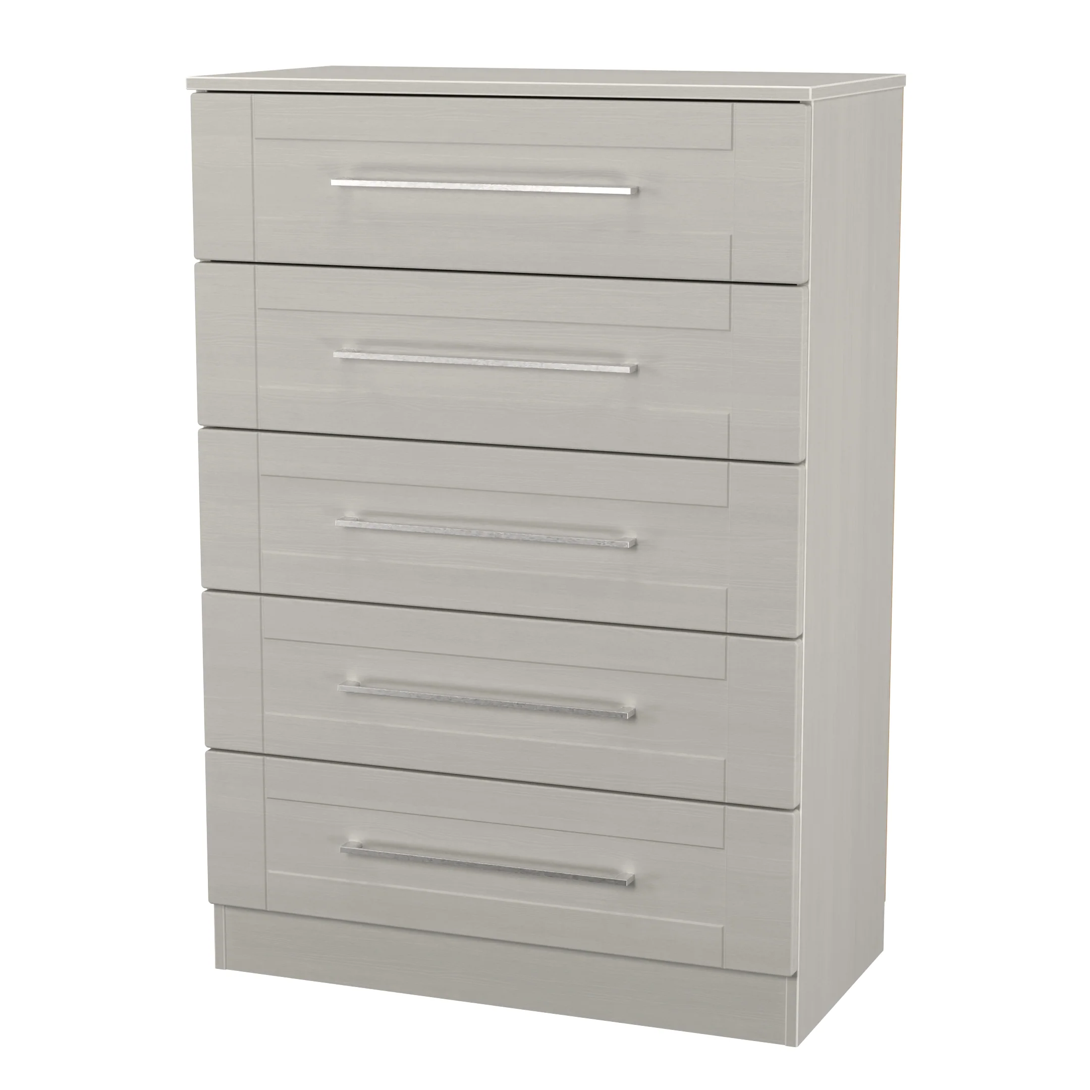 Malton Ready Assembled 5 Drawer Chest in Grey Ash - Image 4