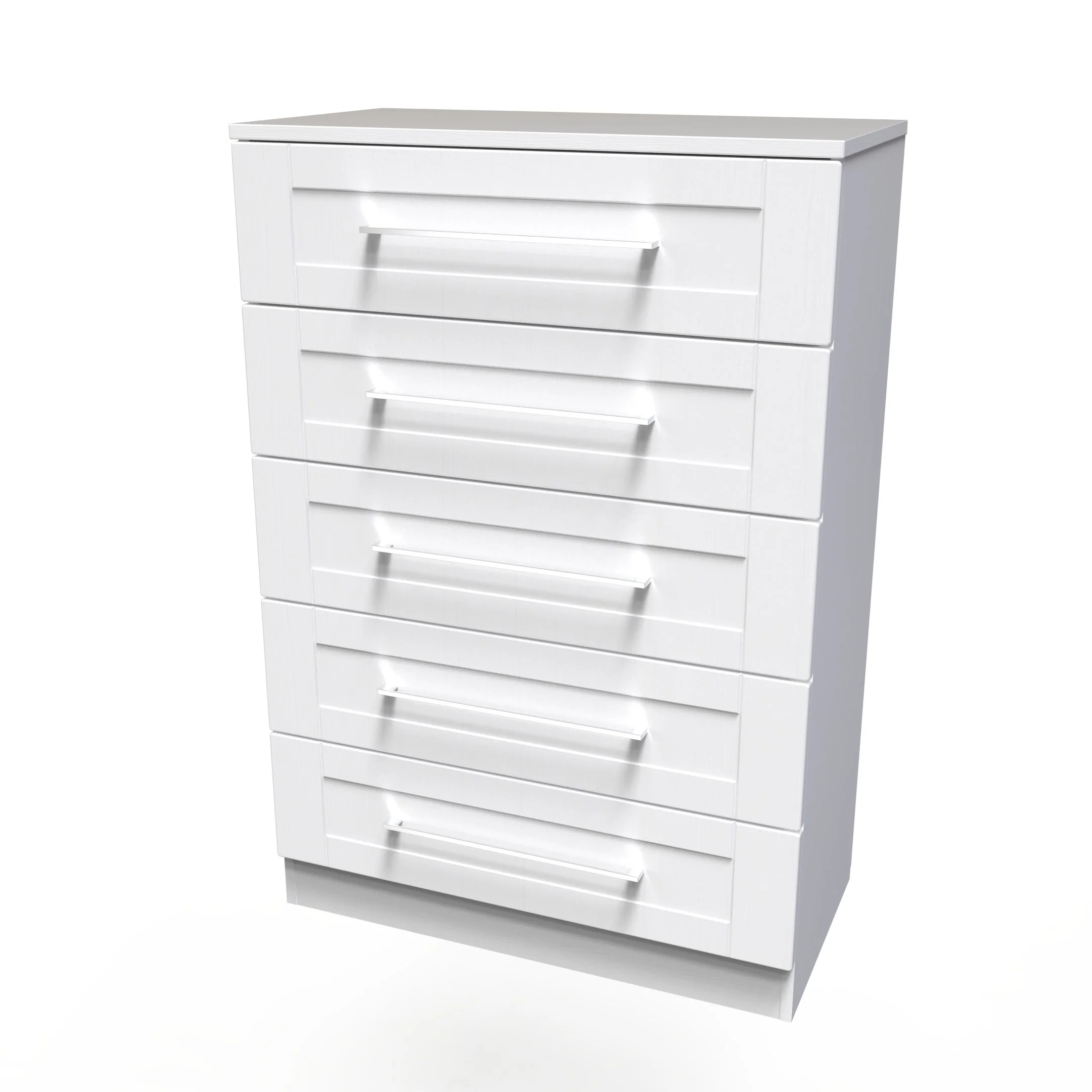 Malton Ready Assembled 5 Drawer Chest in White Ash - Image 7