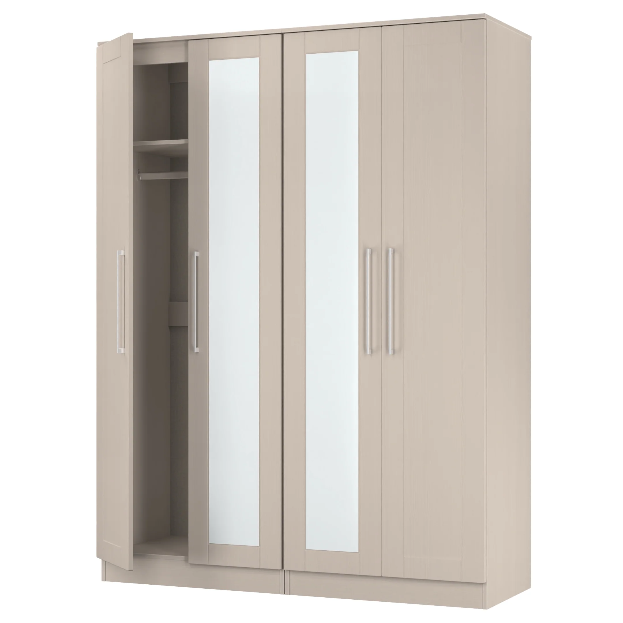 Malton Ready Assembled Tall 4 Door 2 Centre Mirrors In Kashmir Ash - Image 6