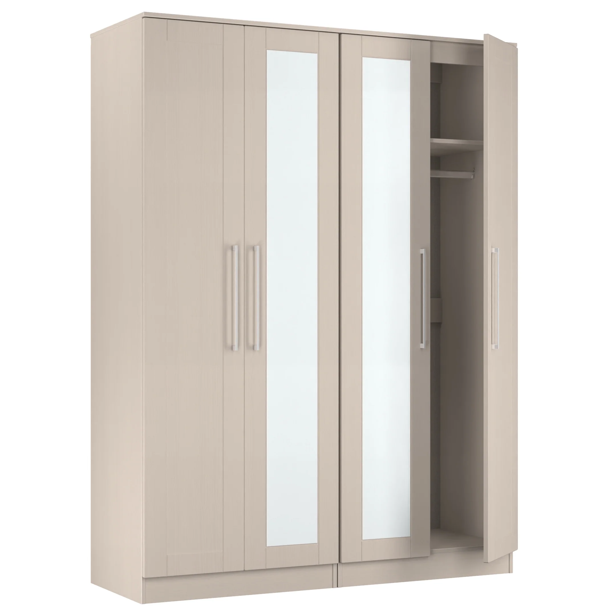 Malton Ready Assembled Tall 4 Door 2 Centre Mirrors In Kashmir Ash - Image 7