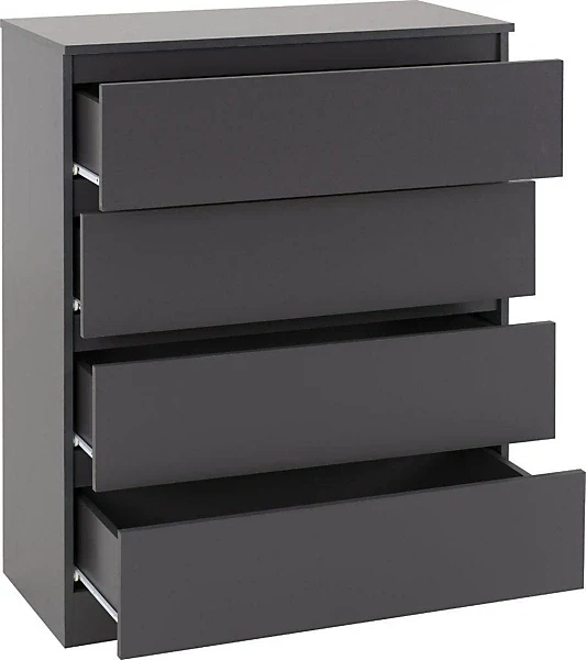 MALVERN 4 DRAWER CHEST - GREY - GREY - Image 3