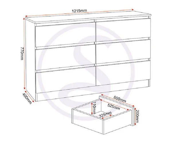 MALVERN 6 DRAWER CHEST - WHITE - Image 6