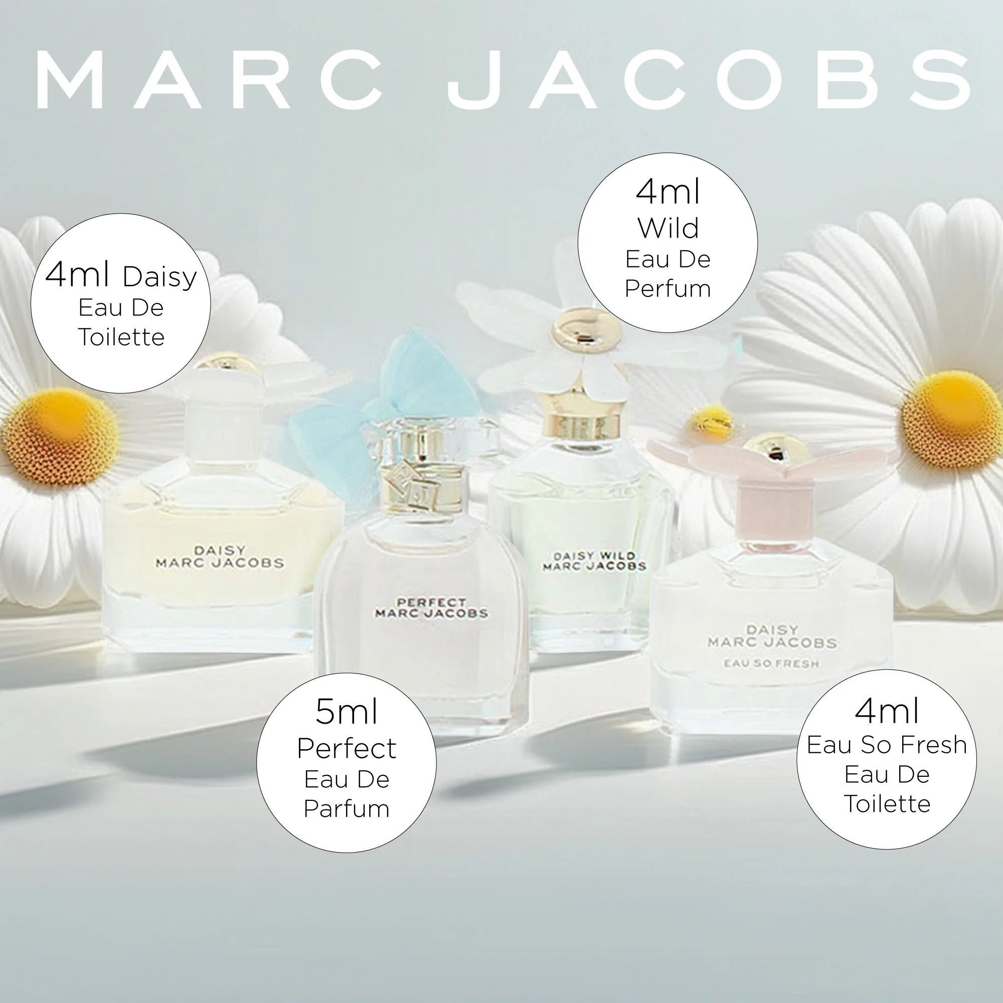 Marc Jacobs 4 Piece Gift Set: Daisy Wild EDP 4ml - Perfect EDP 5ml - Eau So Fresh EDT 4ml - Daisy EDT 4ml - Image 6