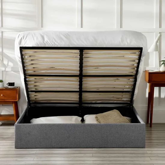 Merida Ottoman Storage 150cm King Bed - Grey - Image 2
