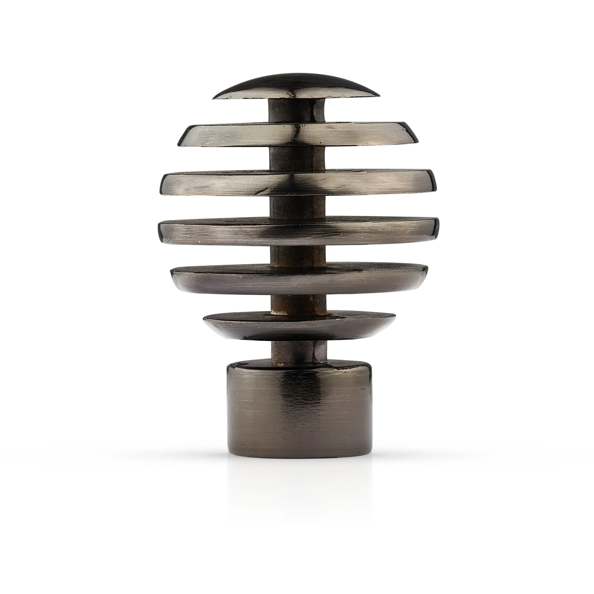 Metal Sliced - Extendable Curtain Pole with rings and pair of end finials in Black Silk - Image 3