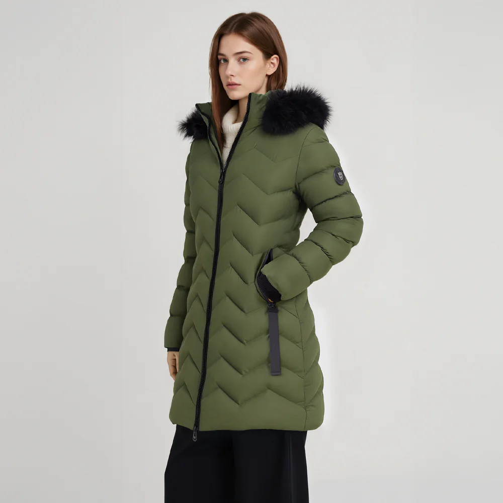 Mid-Length Coat with Detachable Hood - Image 2
