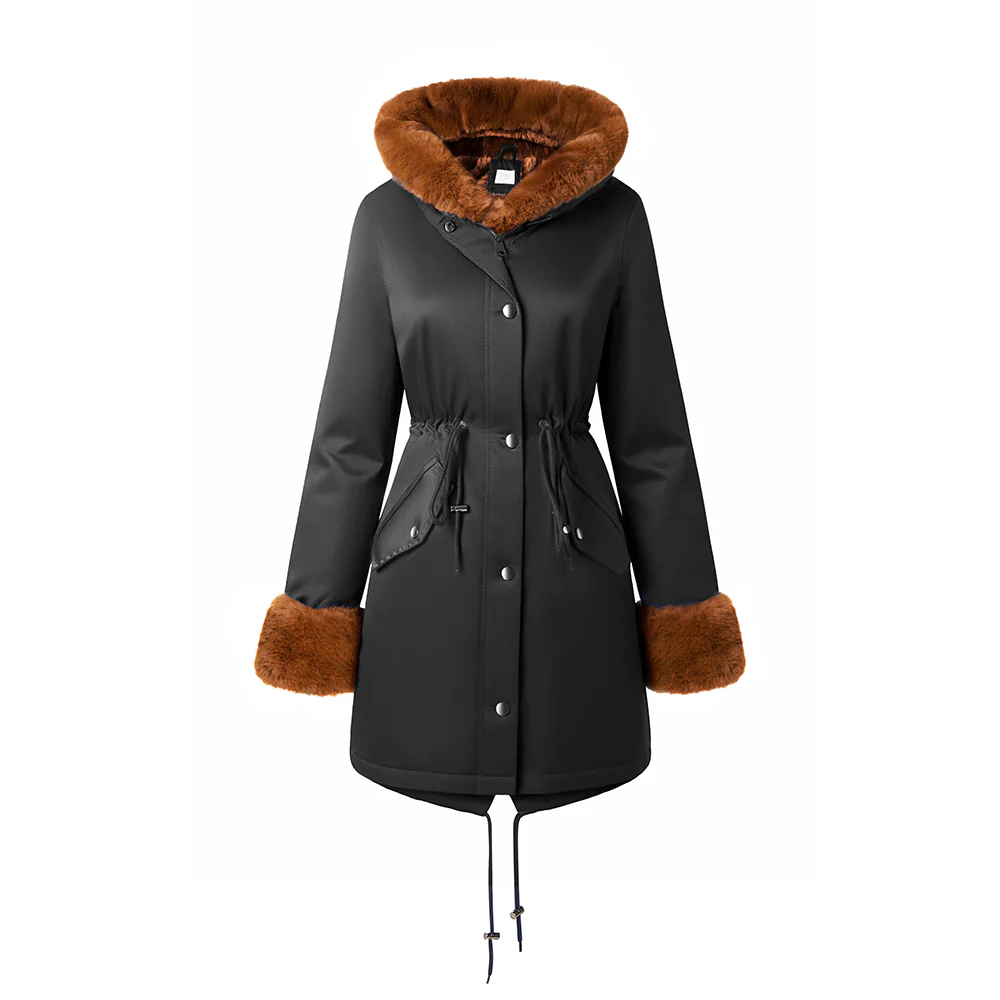 Mid-Length Hooded Coat With Drawstring Waist - Image 3
