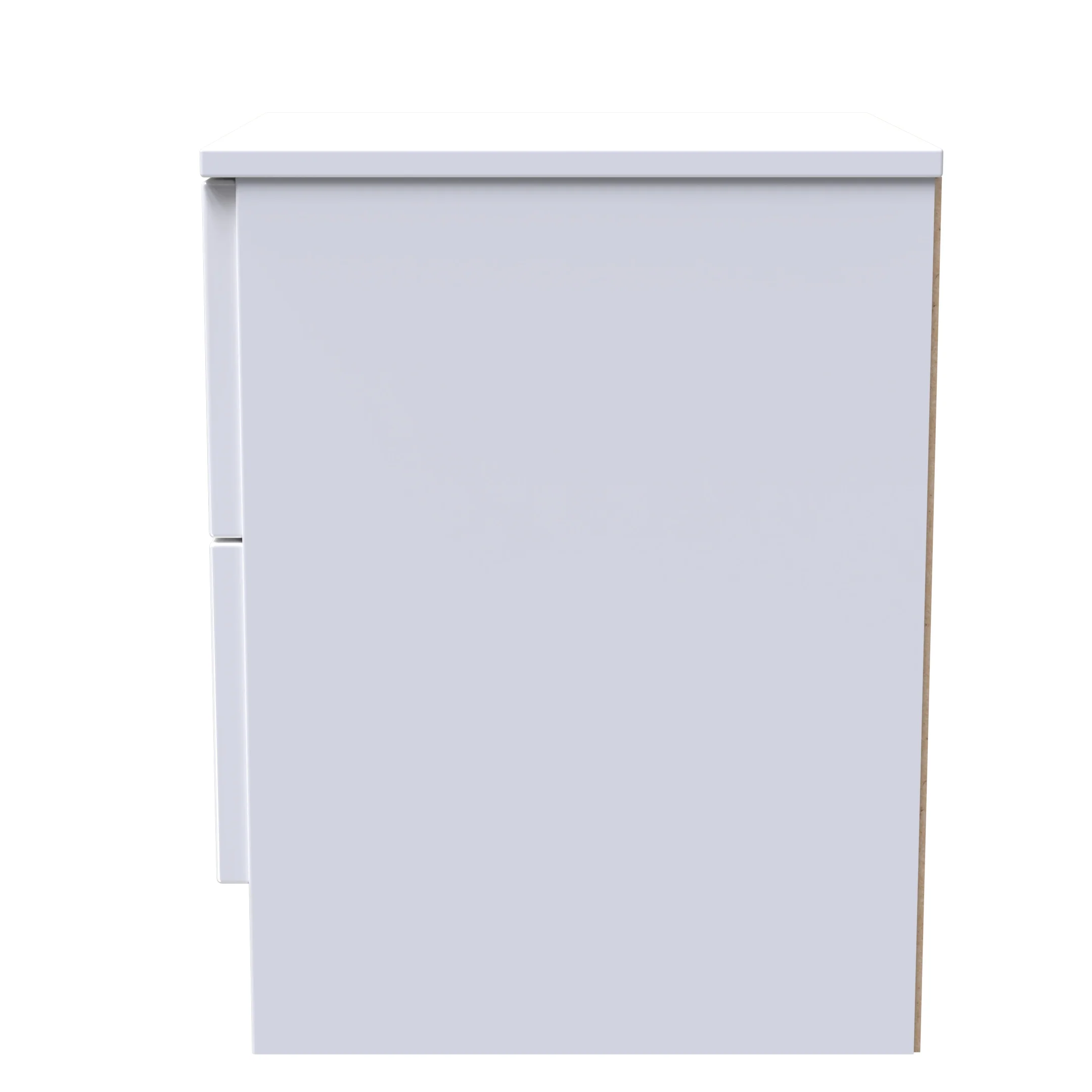 Milan 2 Drawer Bedside in White Gloss & White - Ready Assembled - Image 3