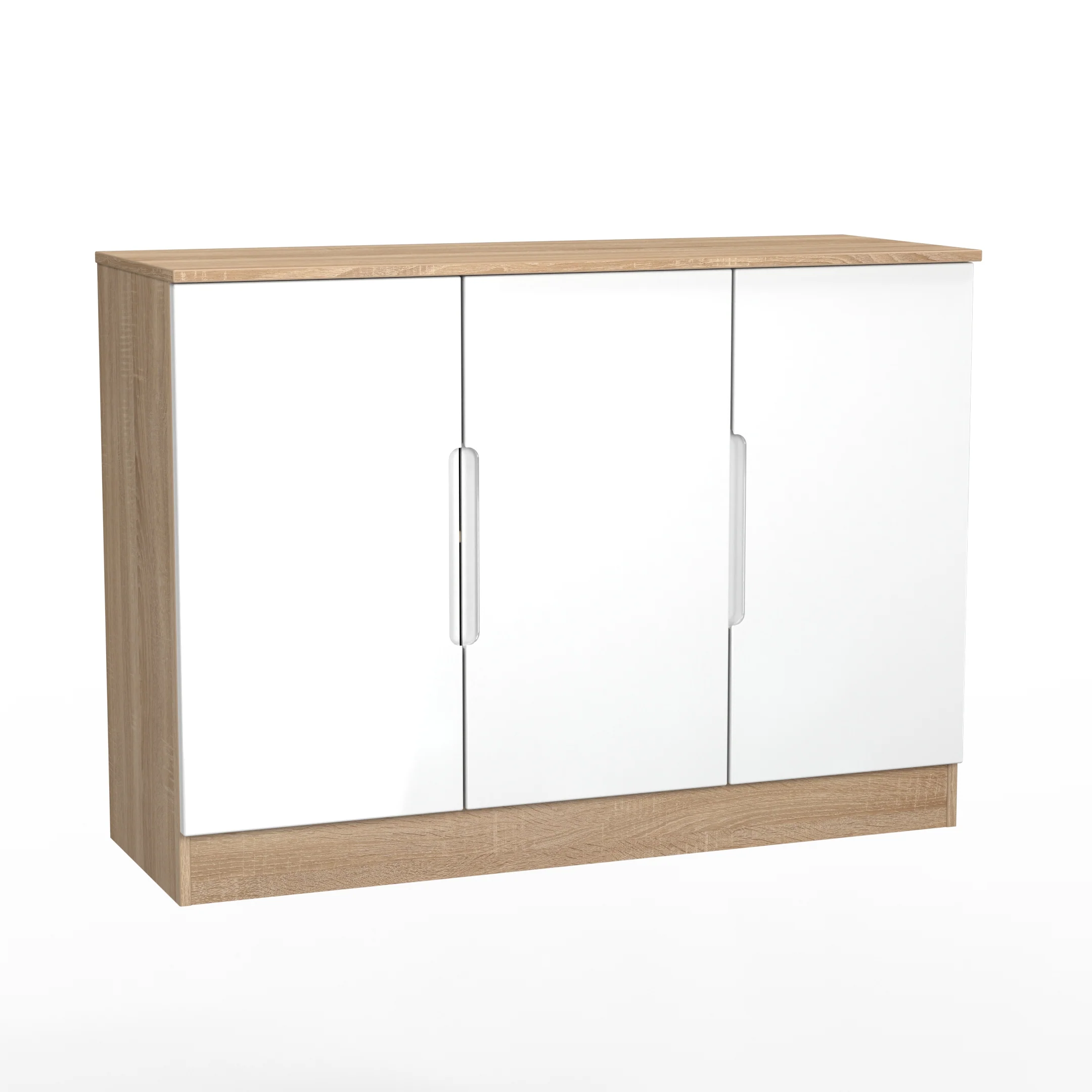Milan 3 Door Sideboard in White Gloss & Bardolino Oak - Ready Assembled - Image 8