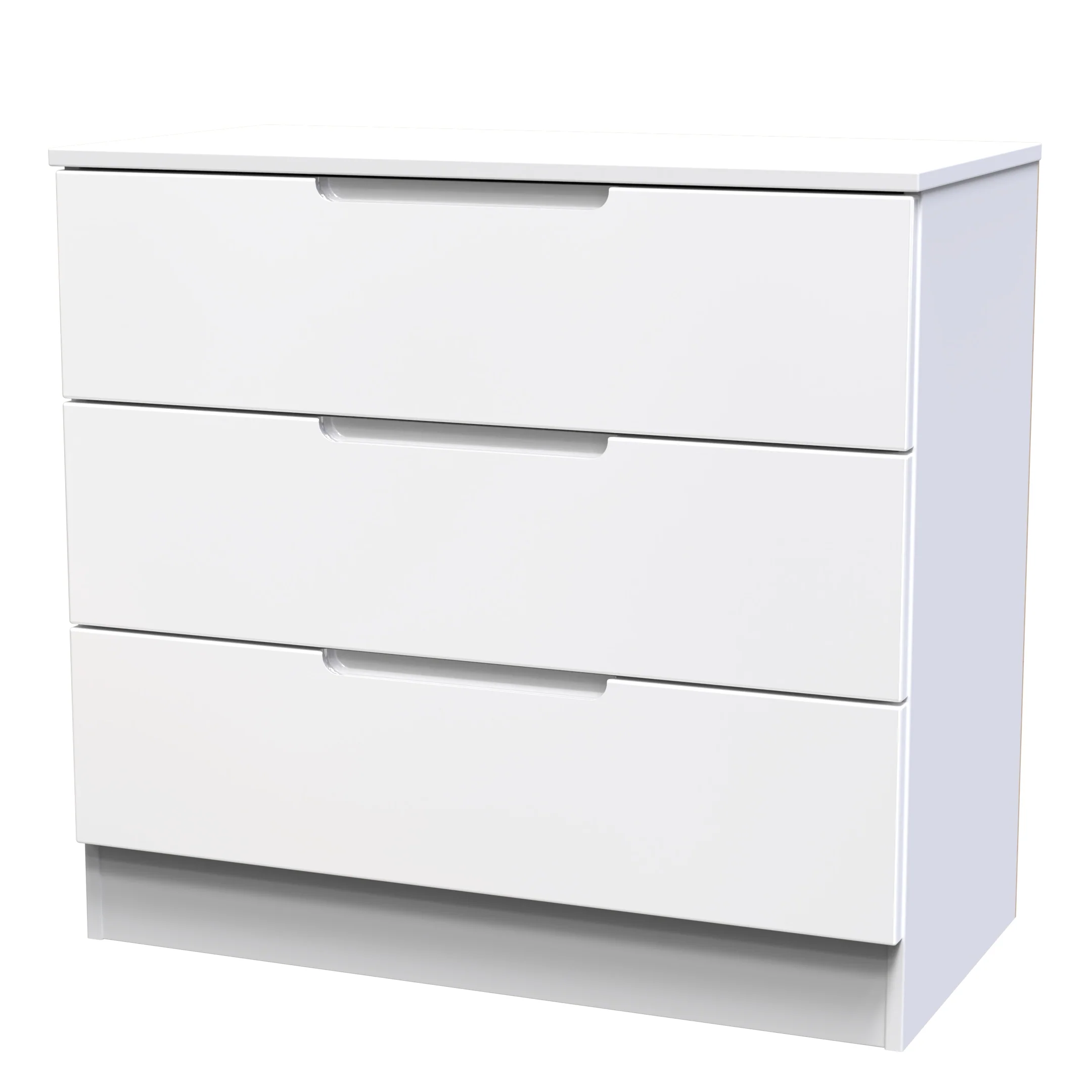 Milan 3 Drawer Chest in White Gloss & White - Ready Assembled - Image 4