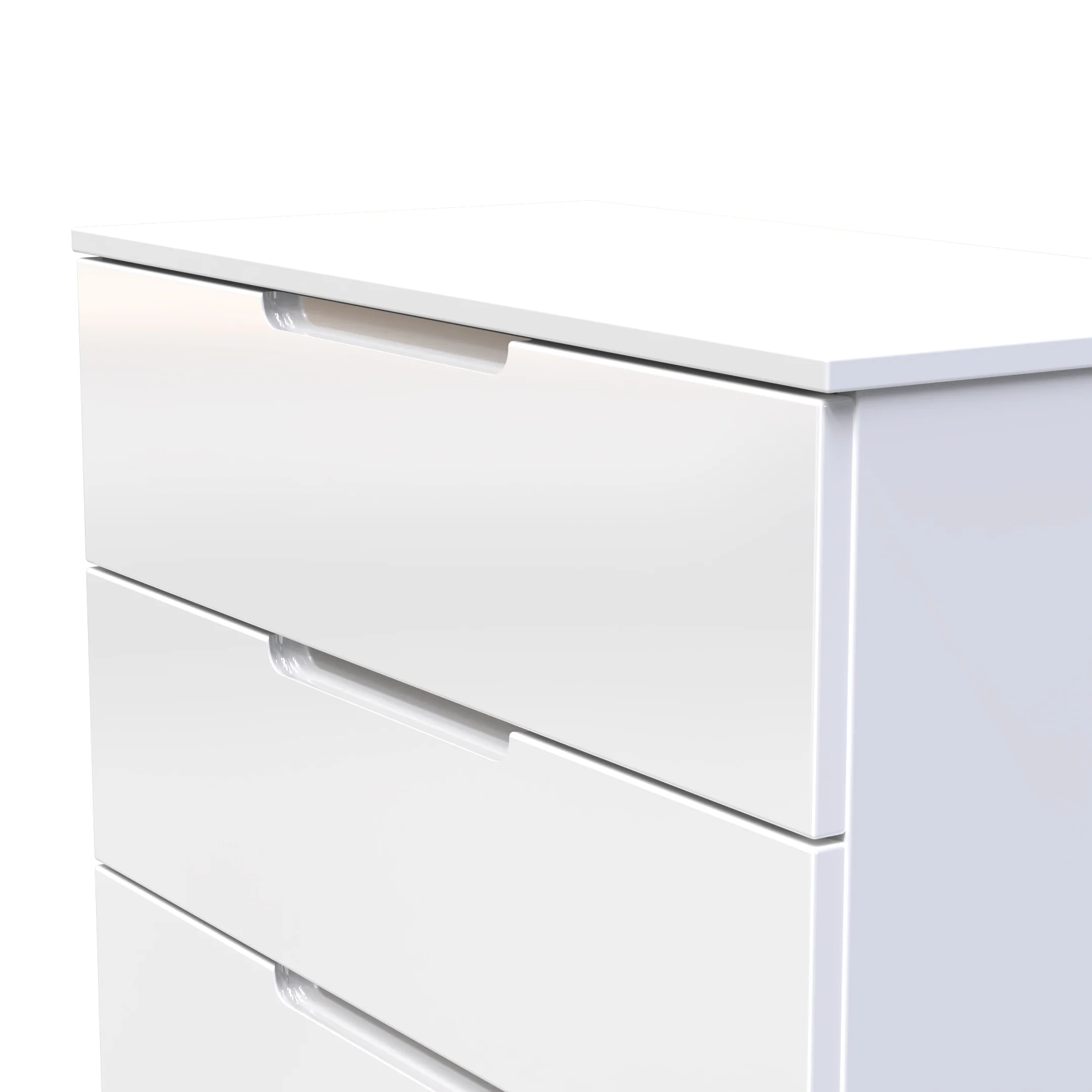 Milan 3 Drawer Chest in White Gloss & White - Ready Assembled - Image 5