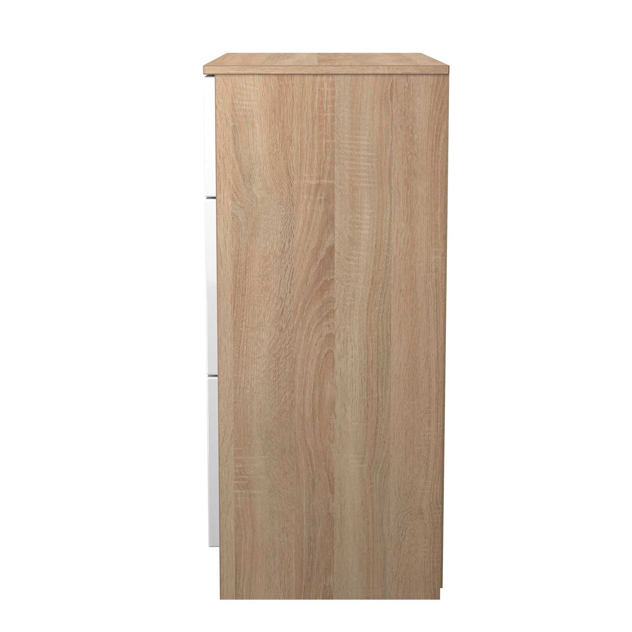 Milan 3 Drawer Deep Chest in White Gloss & Bardolino Oak - Ready Assembled - Image 3