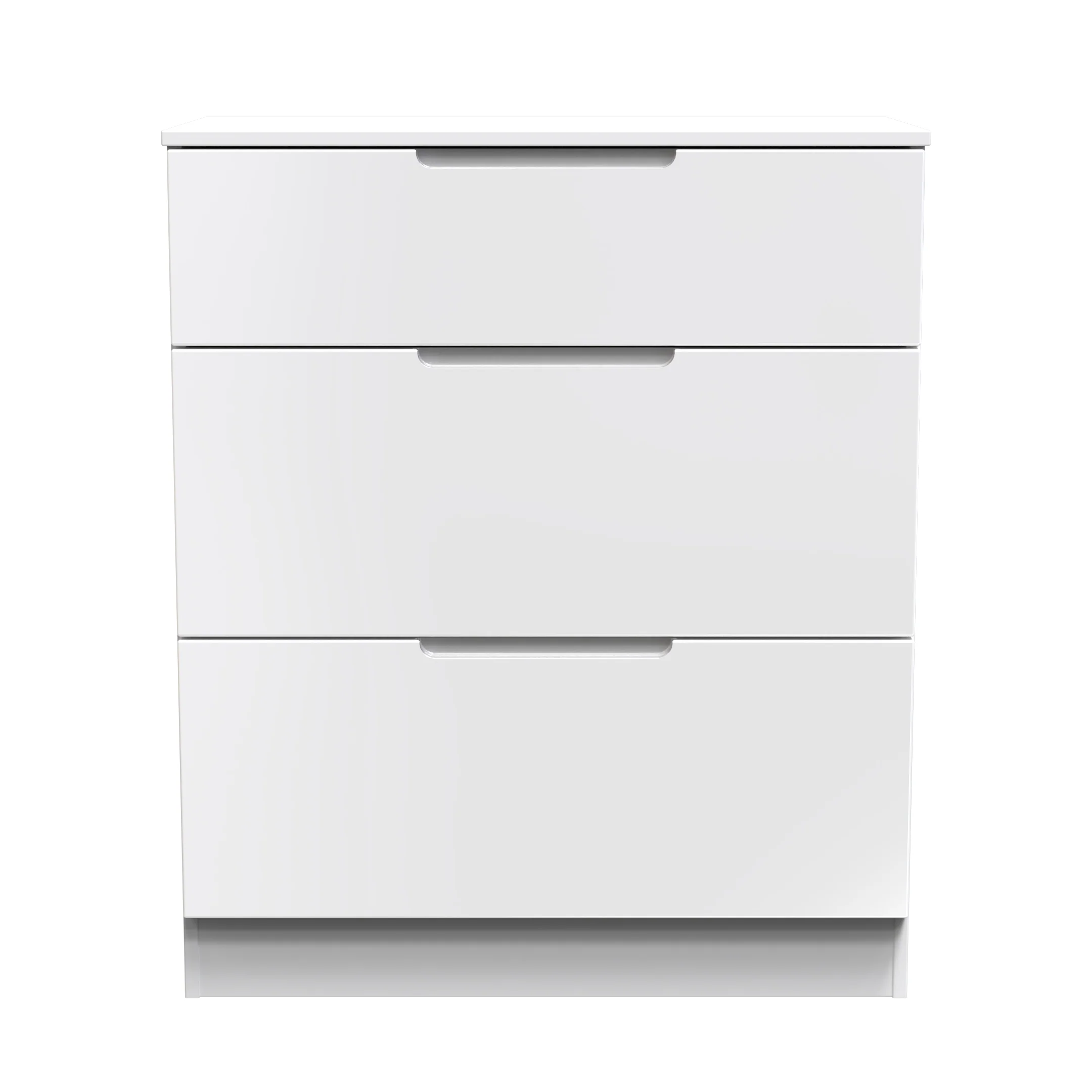 Milan 3 Drawer Deep Chest in White Gloss & White - Ready Assembled - Image 2