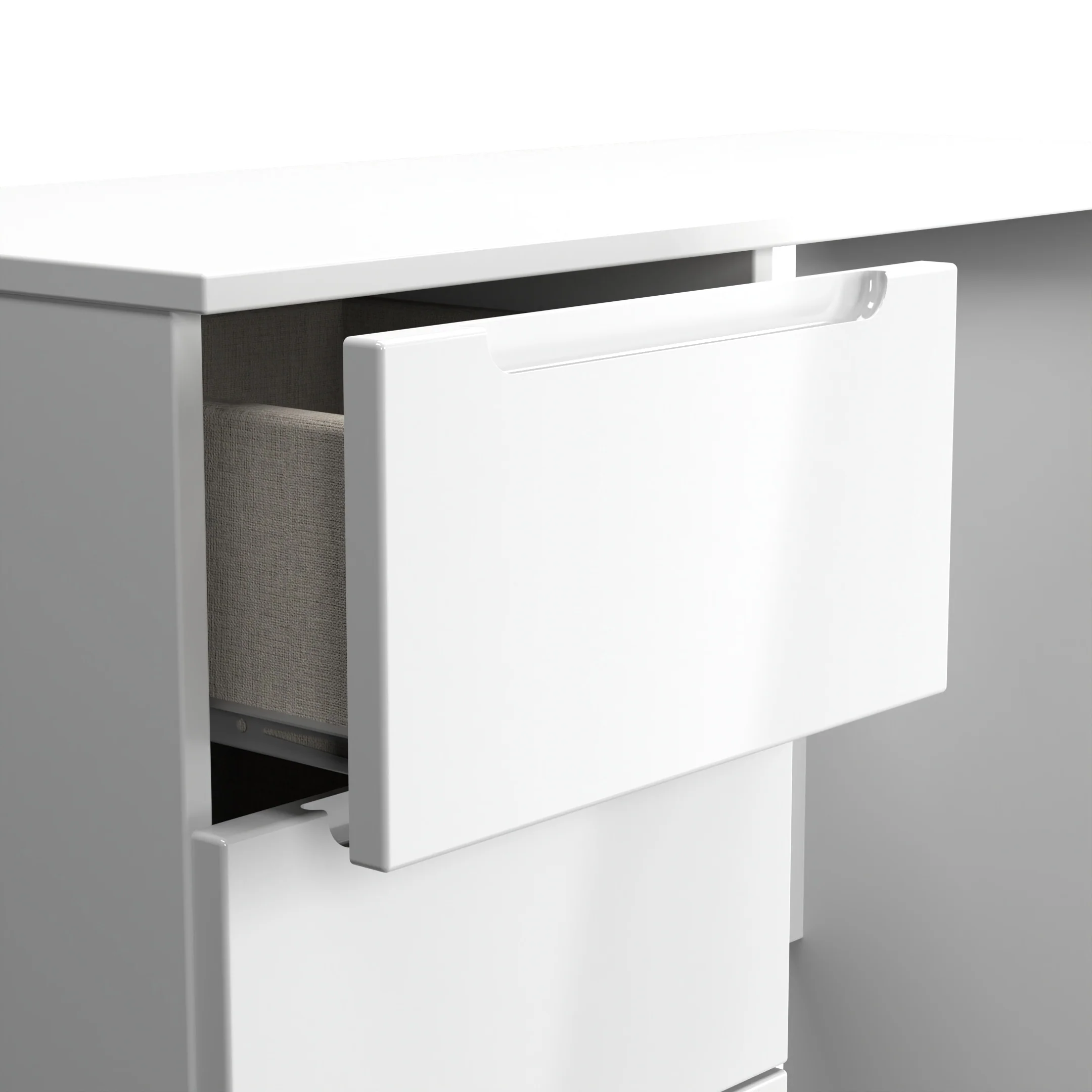 Milan 3 Drawer Vanity in White Gloss & White - Ready Assembled - Image 6