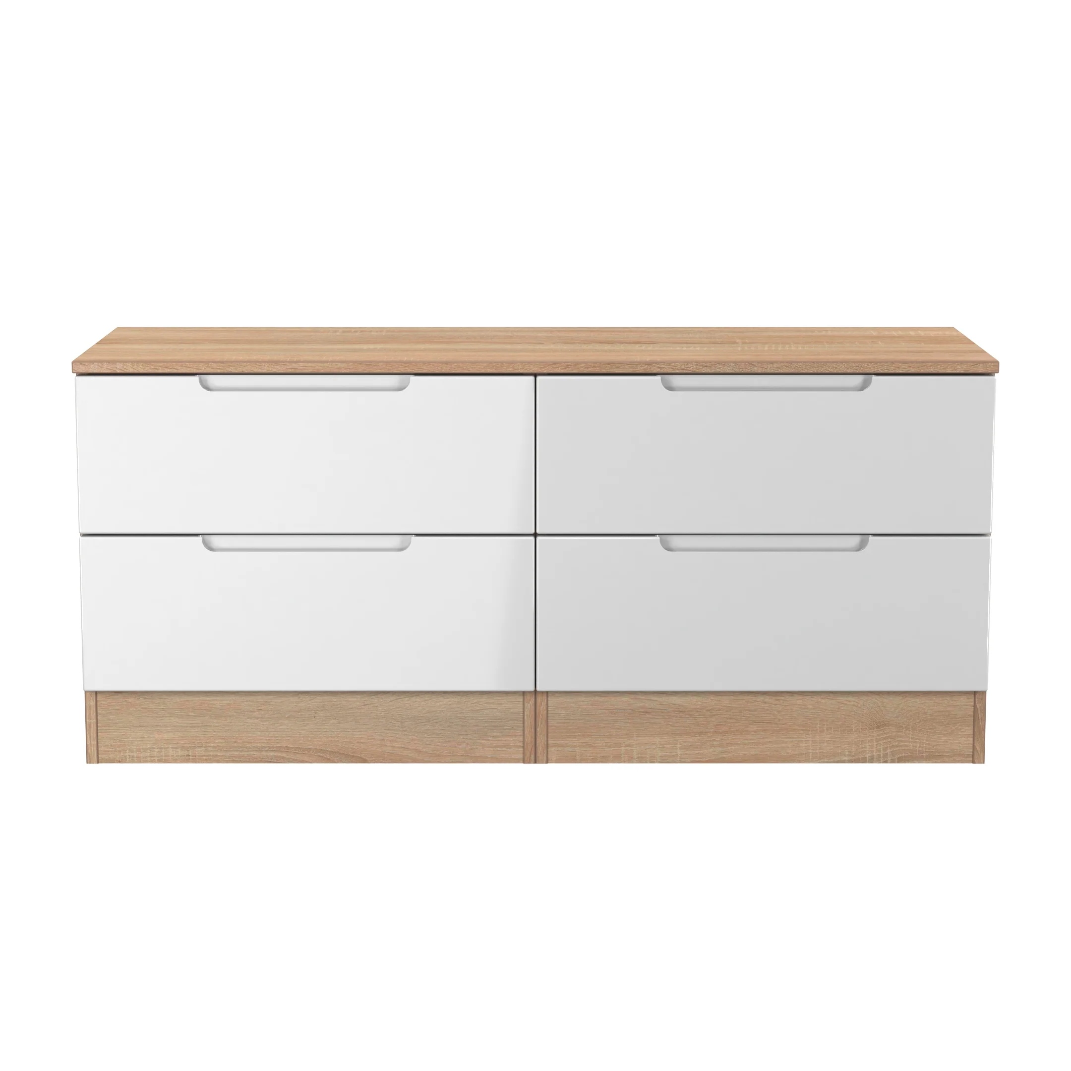 Milan 4 Drawer Bed Box in White Gloss & Bardolino Oak - Ready Assembled - Image 2