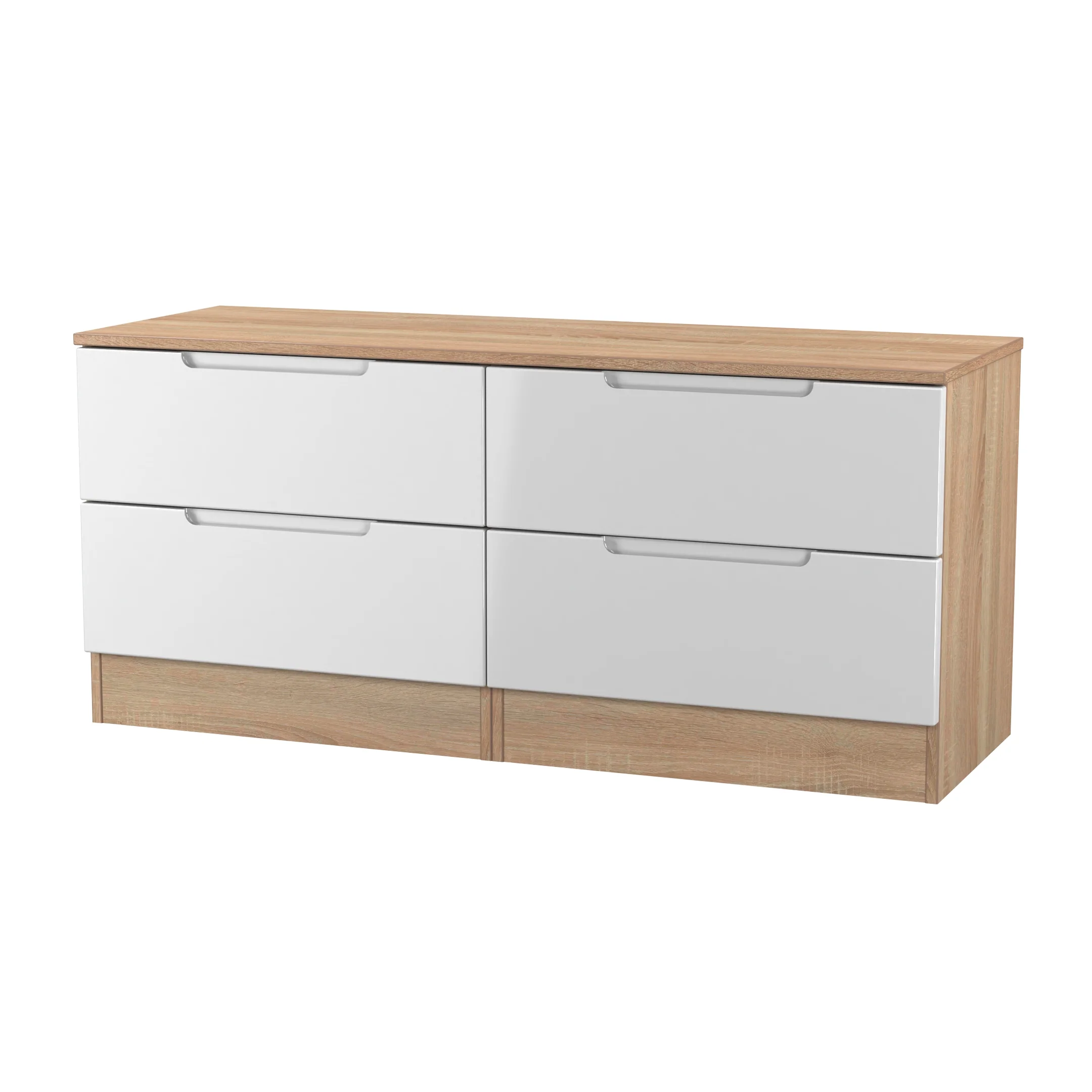 Milan 4 Drawer Bed Box in White Gloss & Bardolino Oak - Ready Assembled - Image 4