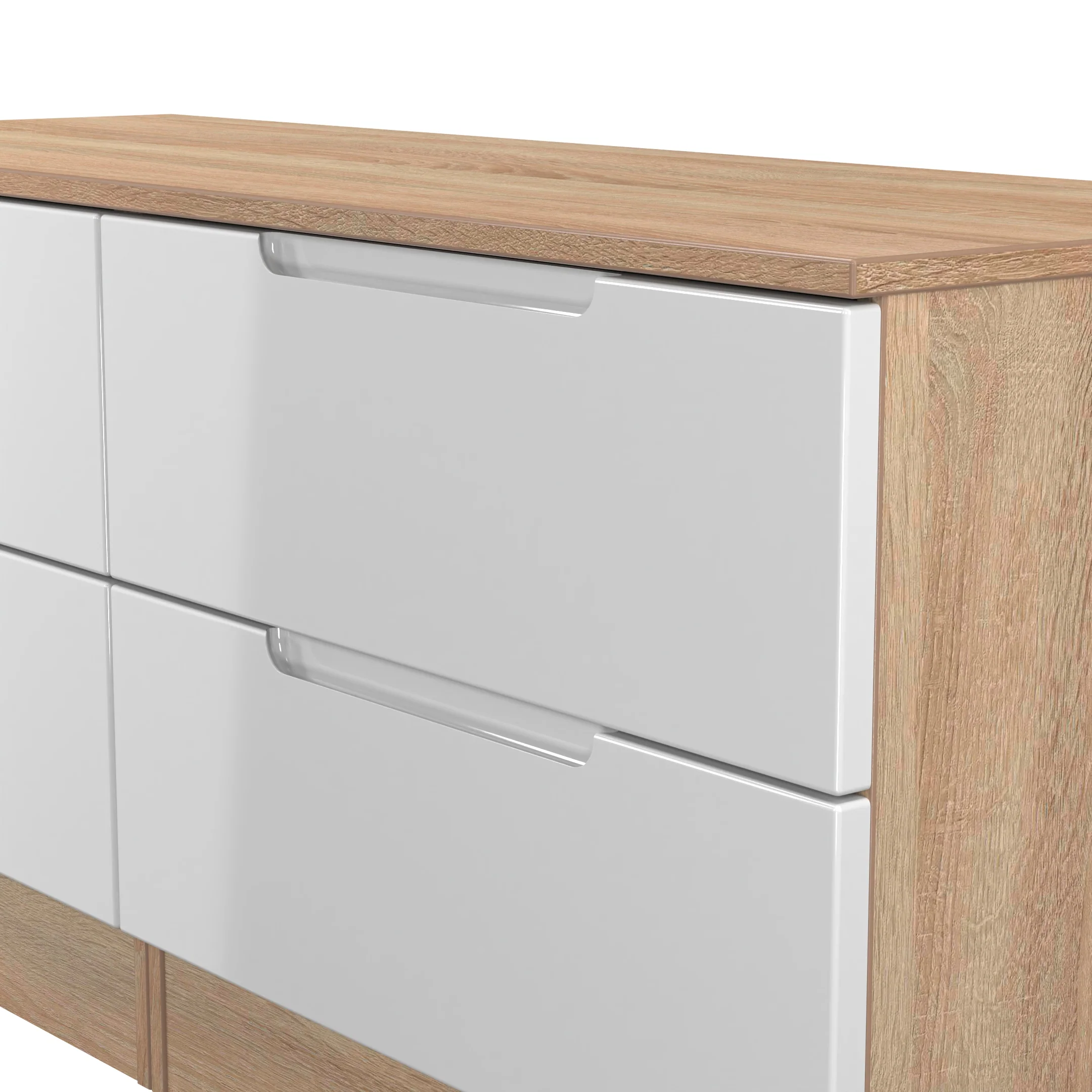 Milan 4 Drawer Bed Box in White Gloss & Bardolino Oak - Ready Assembled - Image 5