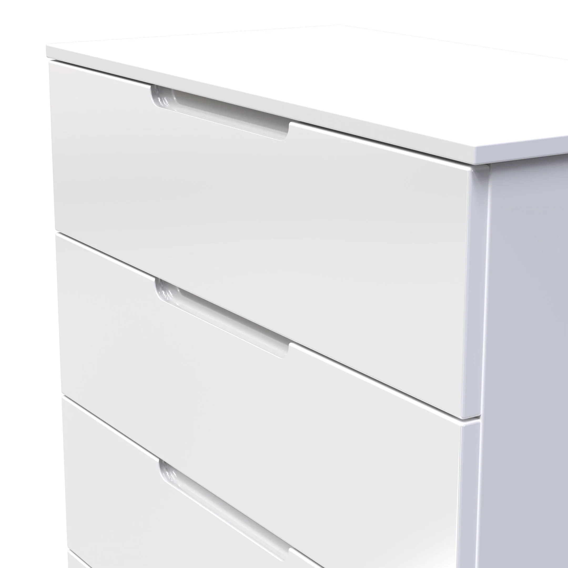 Milan 4 Drawer Chest in White Gloss & White - Ready Assembled - Image 5