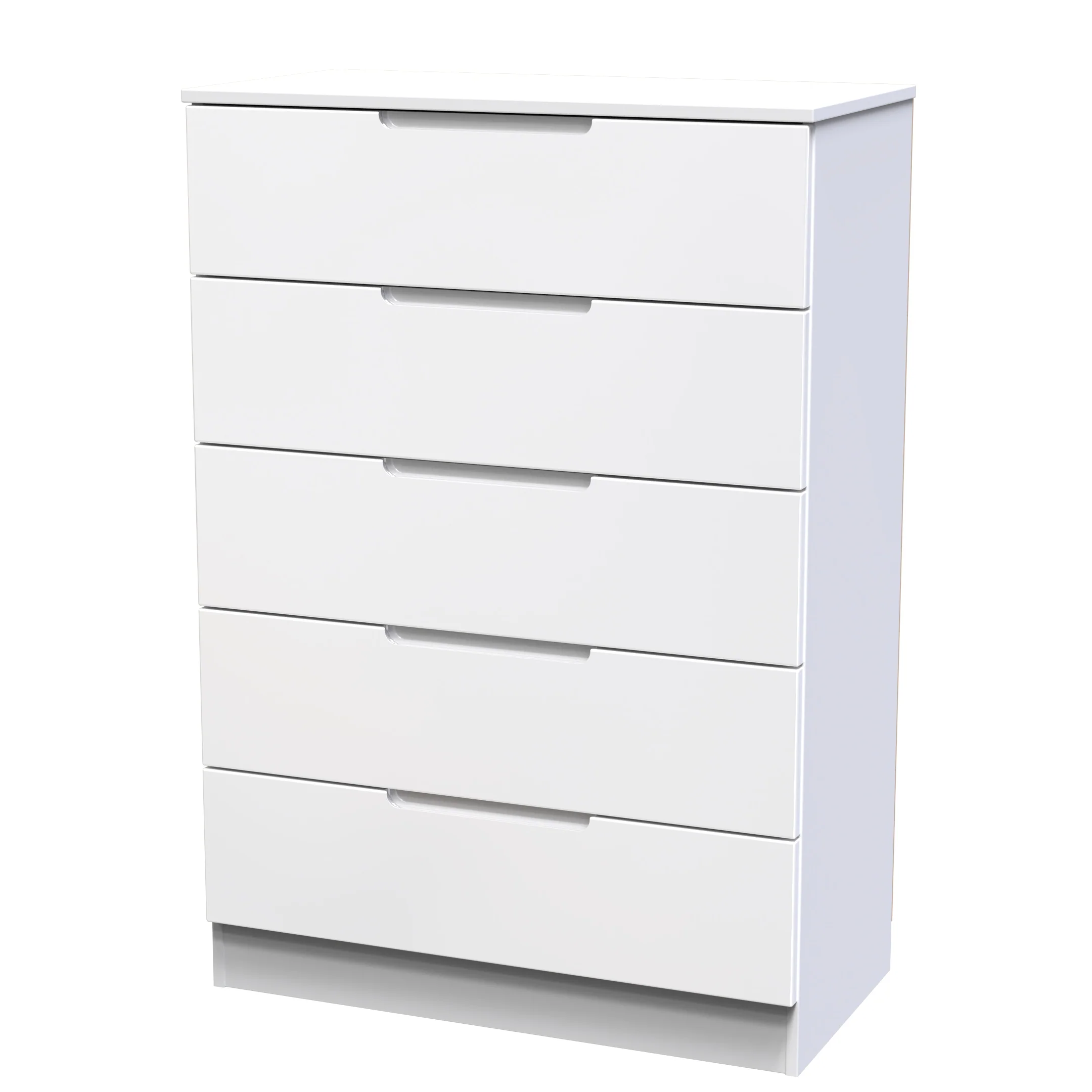 Milan 5 Drawer Chest in White Gloss & White - Ready Assembled - Image 4