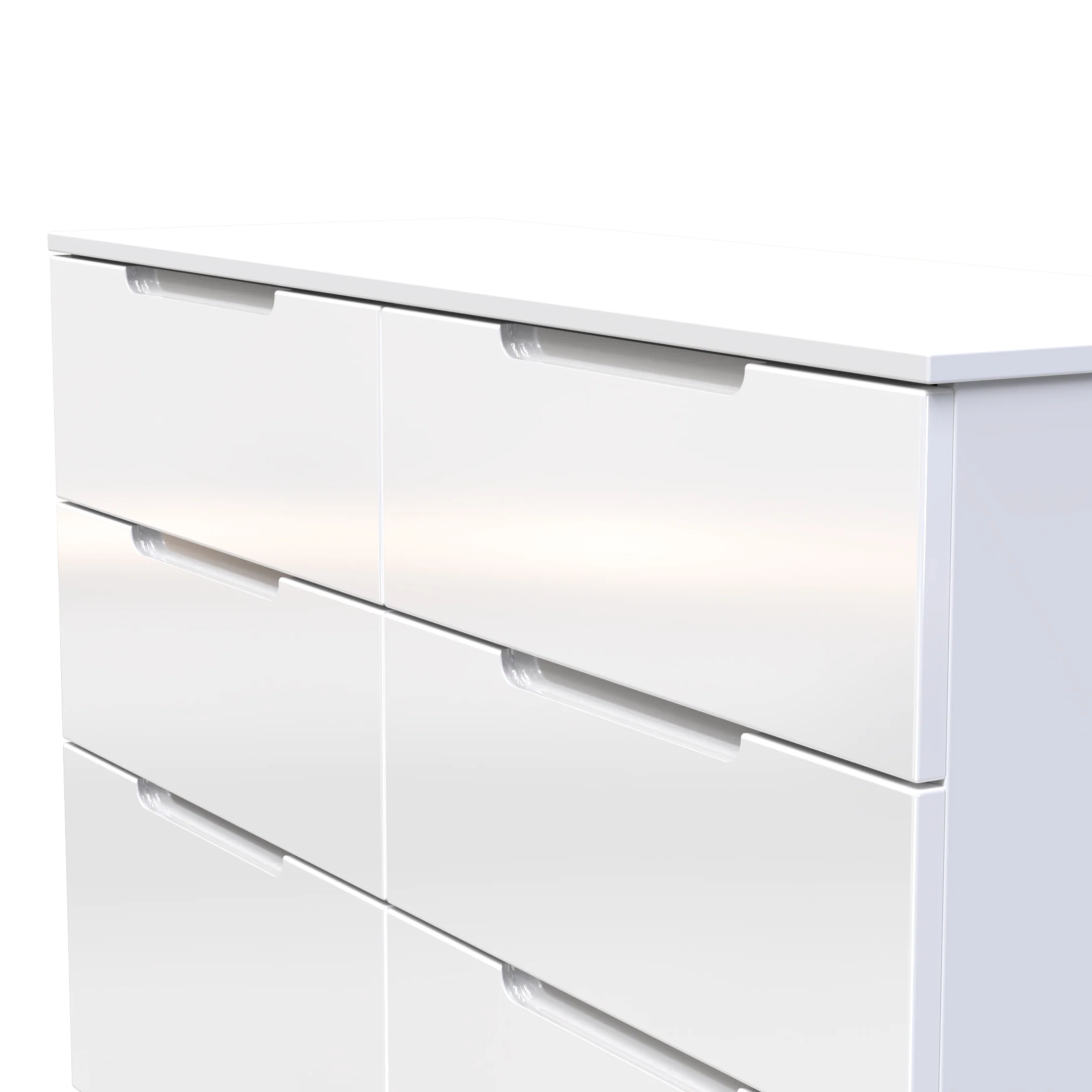 Milan 6 Drawer Chest in White Gloss & White - Ready Assembled - Image 5