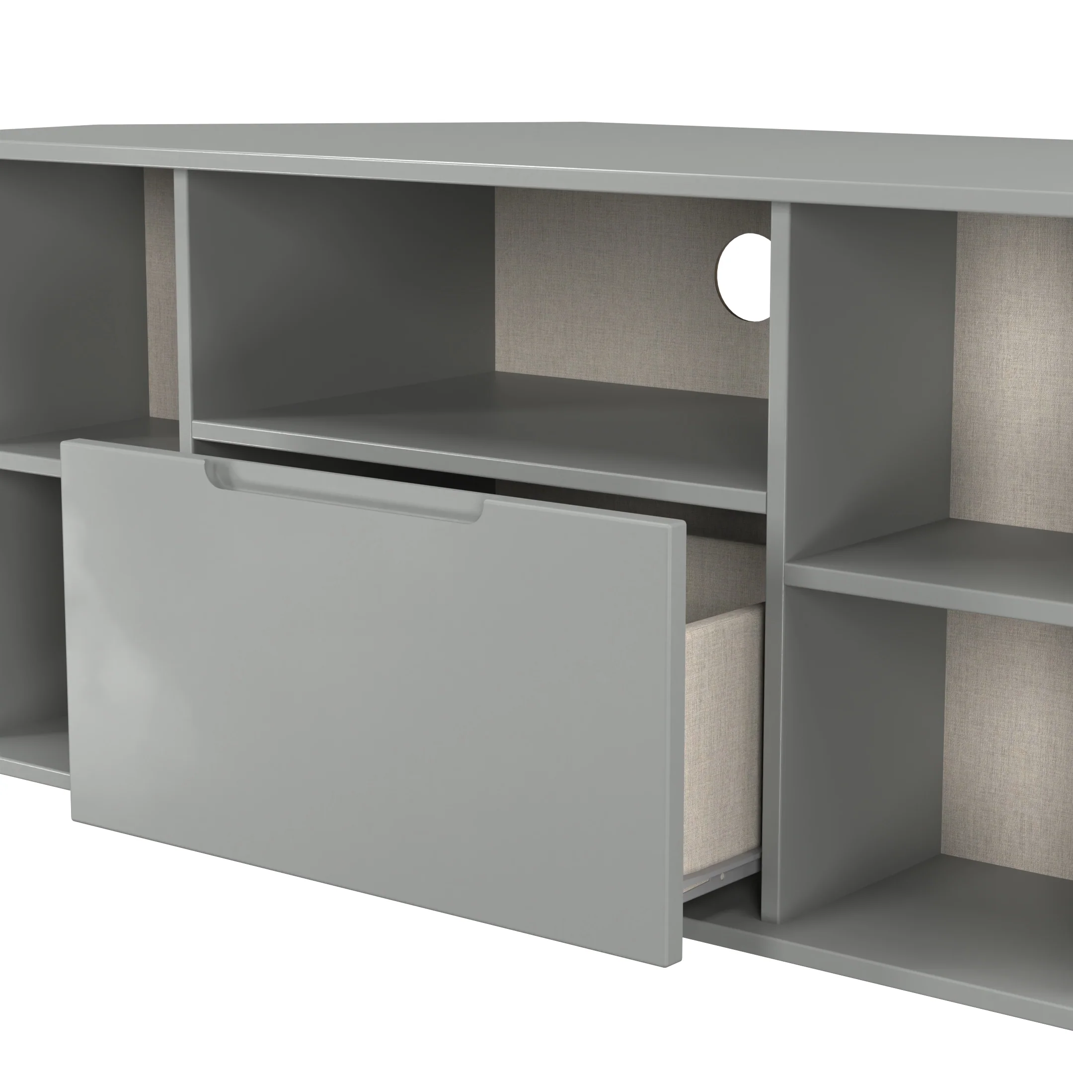 Milan Corner TV Unit in Dusk Grey - Ready Assembled - Image 6