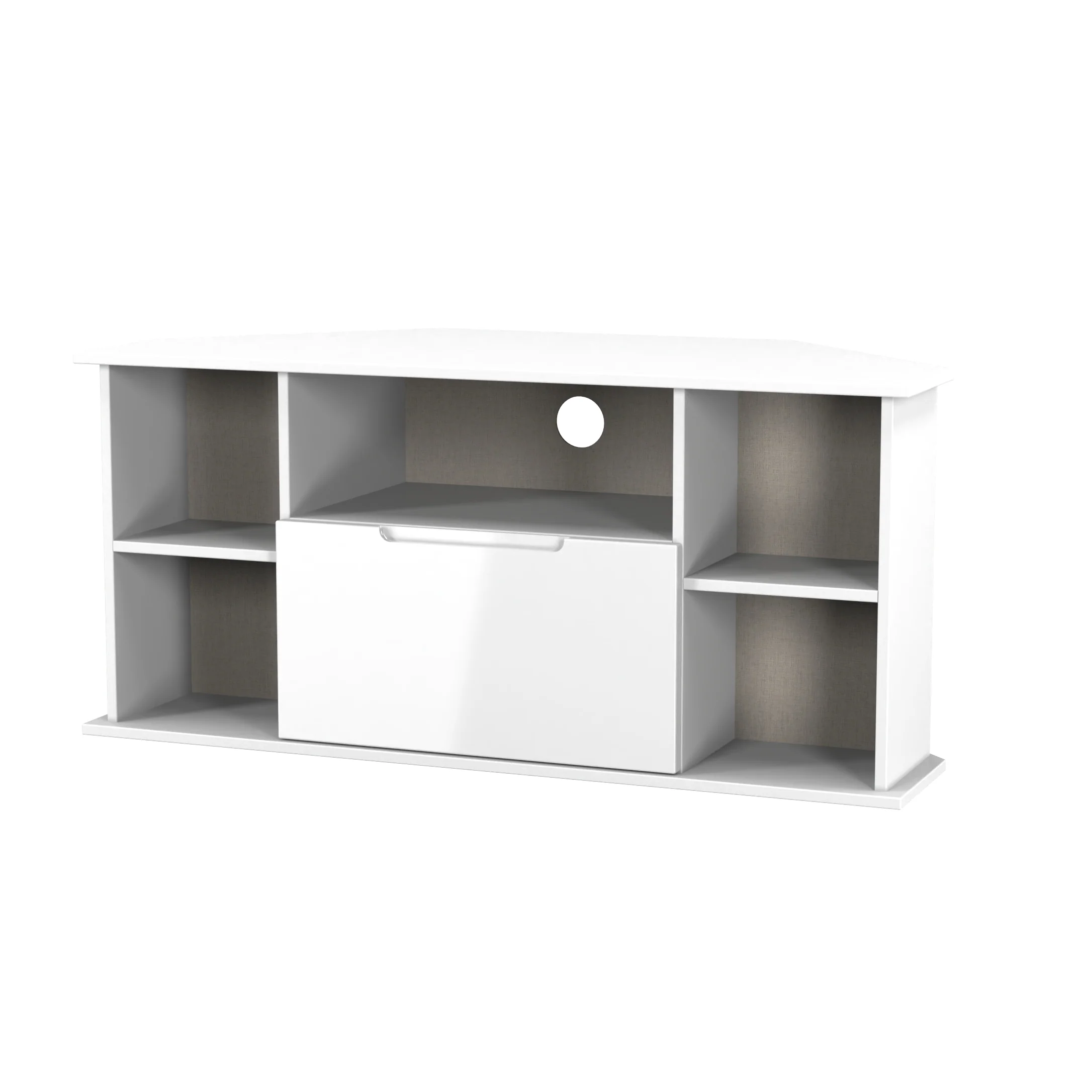 Milan Corner TV Unit in White Gloss & White Matt - Ready Assembled - Image 3
