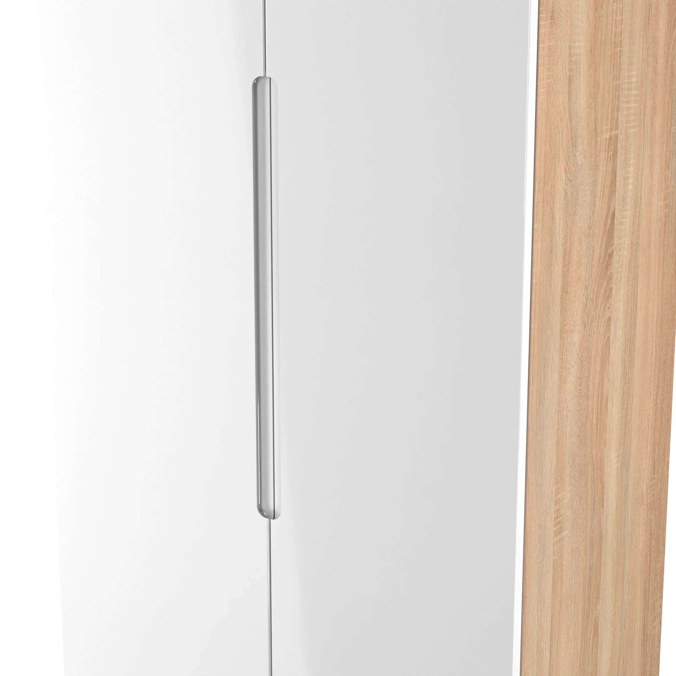 Milan Tall Double Wardrobe in White Gloss & Bardolino Oak - Ready Assembled - Image 5