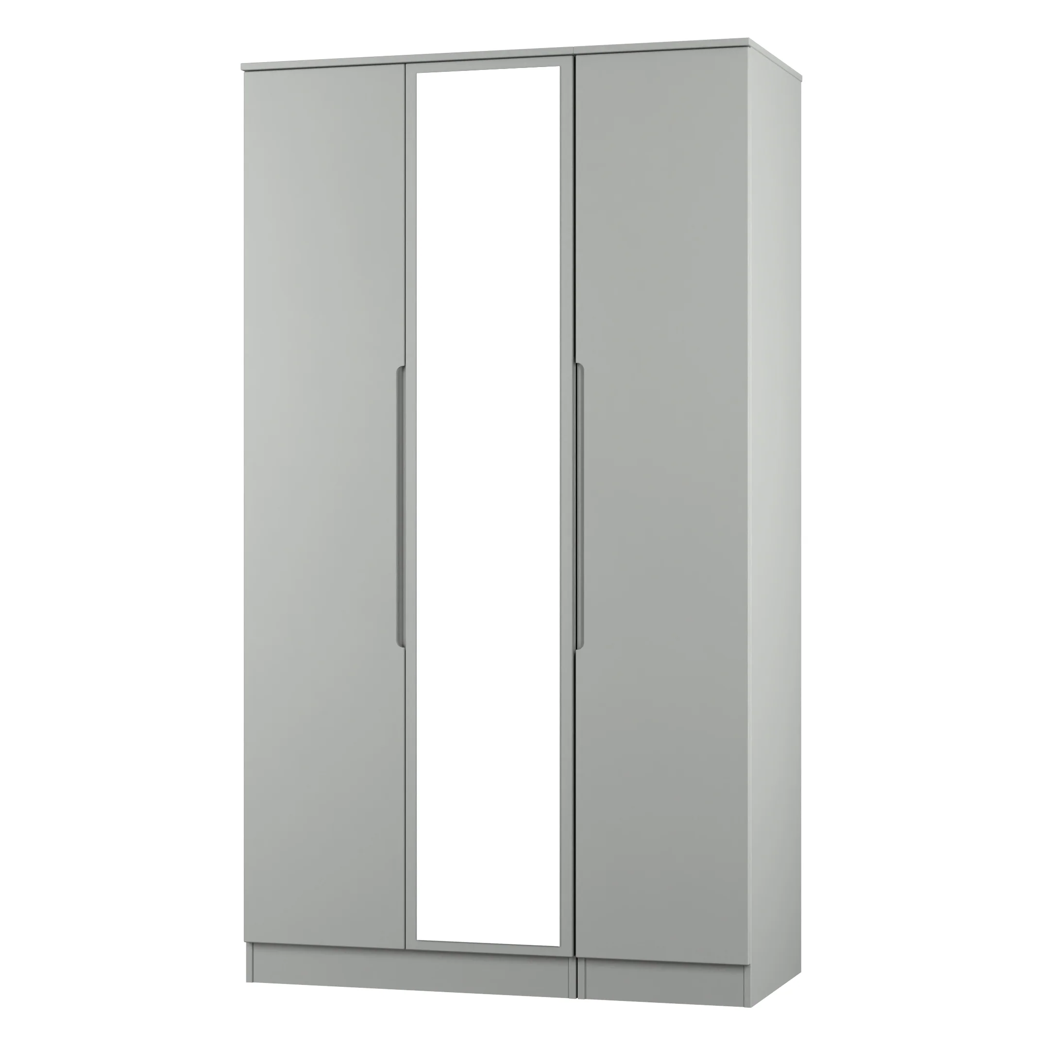 Milan Tall Triple Mirror Wardrobe in Dusk Grey - Ready Assembled - Image 4