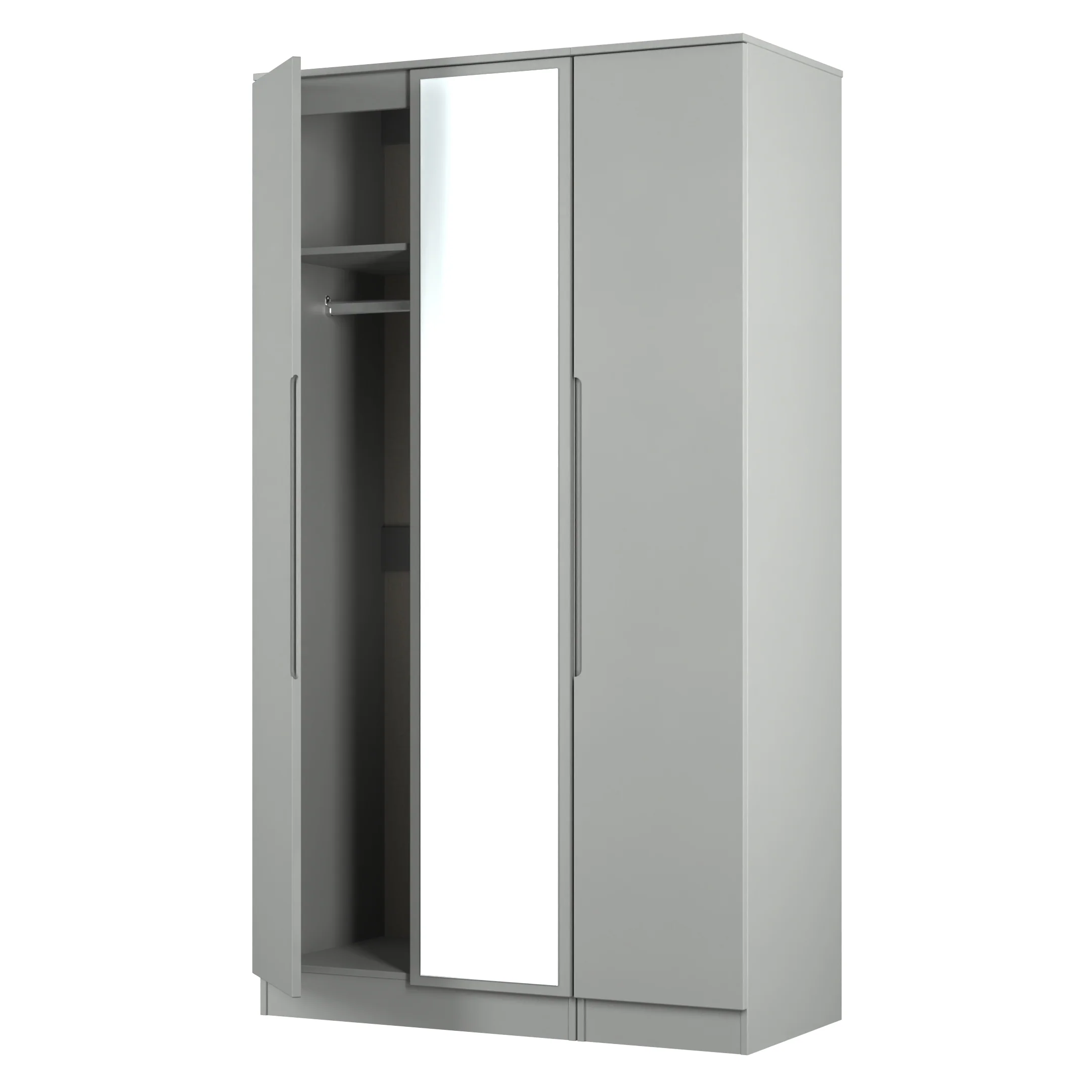 Milan Tall Triple Mirror Wardrobe in Dusk Grey - Ready Assembled - Image 6