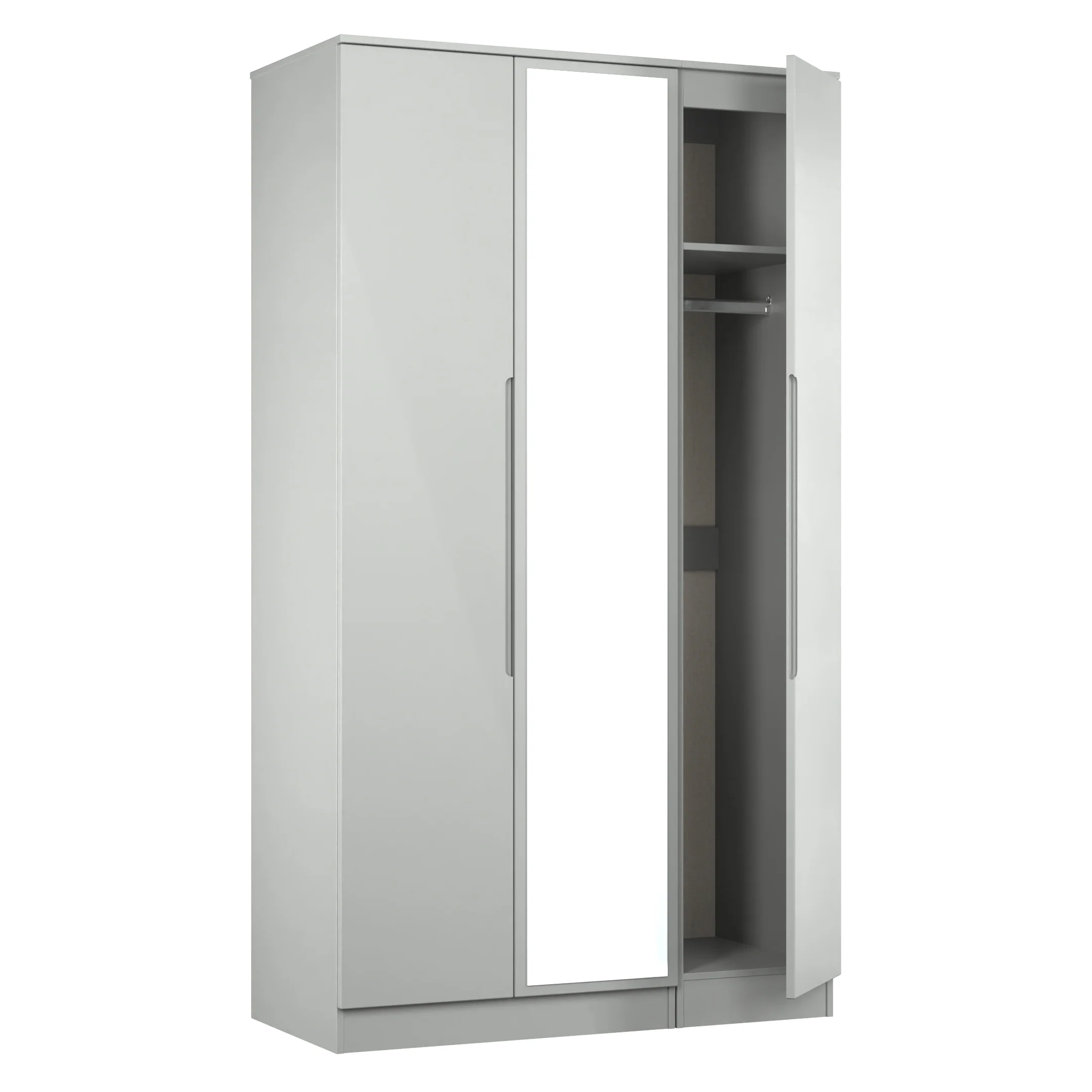 Milan Tall Triple Mirror Wardrobe in Dusk Grey - Ready Assembled - Image 7