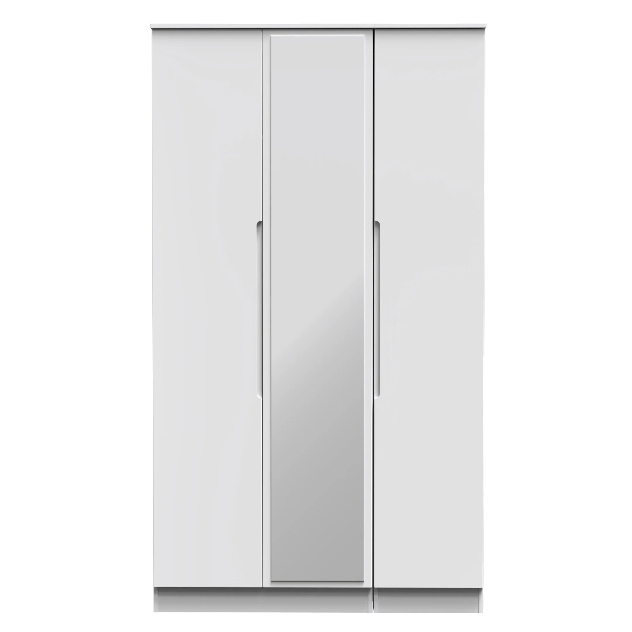 Milan Tall Triple Mirror Wardrobe in White Gloss & White - Ready Assembled - Image 2