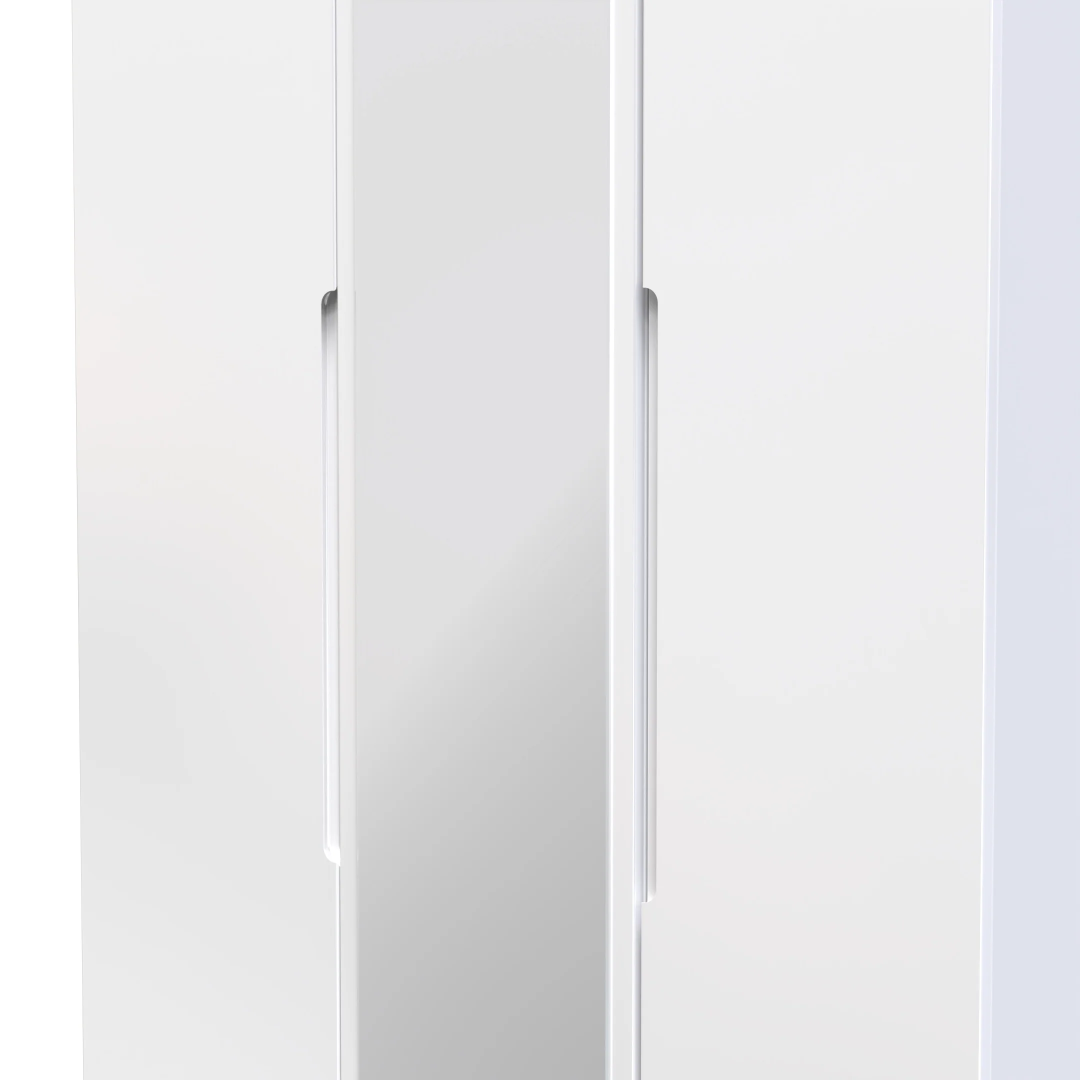 Milan Tall Triple Mirror Wardrobe in White Gloss & White - Ready Assembled - Image 5