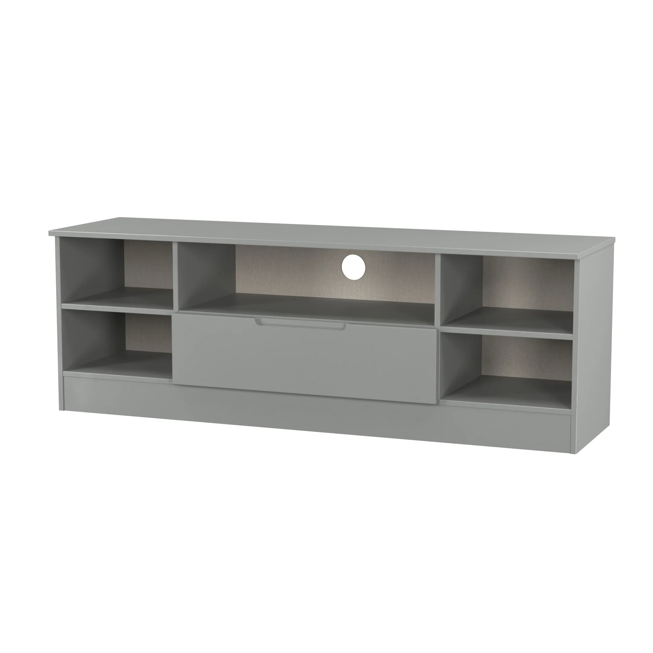 Milan Wide 1 Drawer TV & Media Unit in Dusk Grey - Ready Assembled - Image 4
