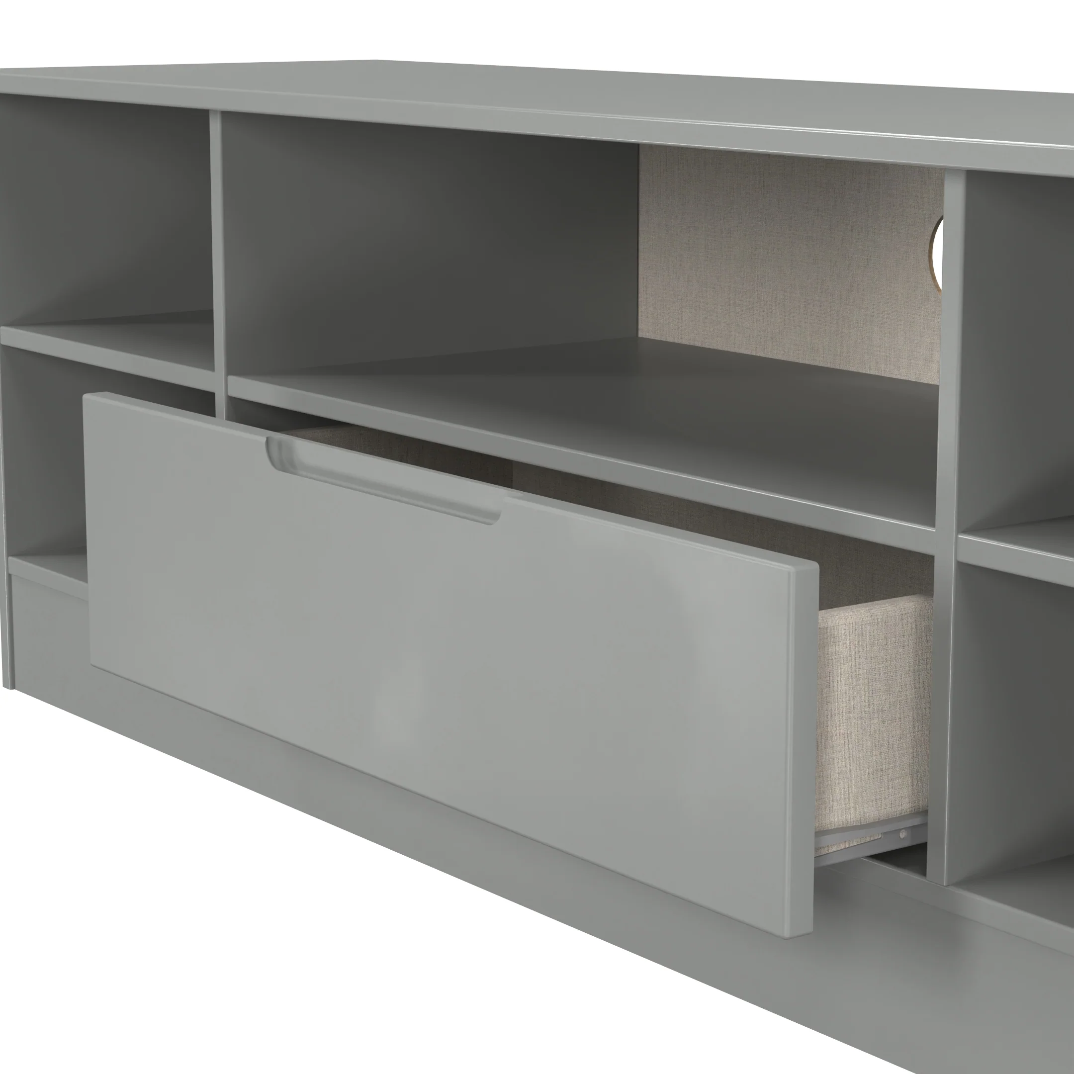Milan Wide 1 Drawer TV & Media Unit in Dusk Grey - Ready Assembled - Image 6
