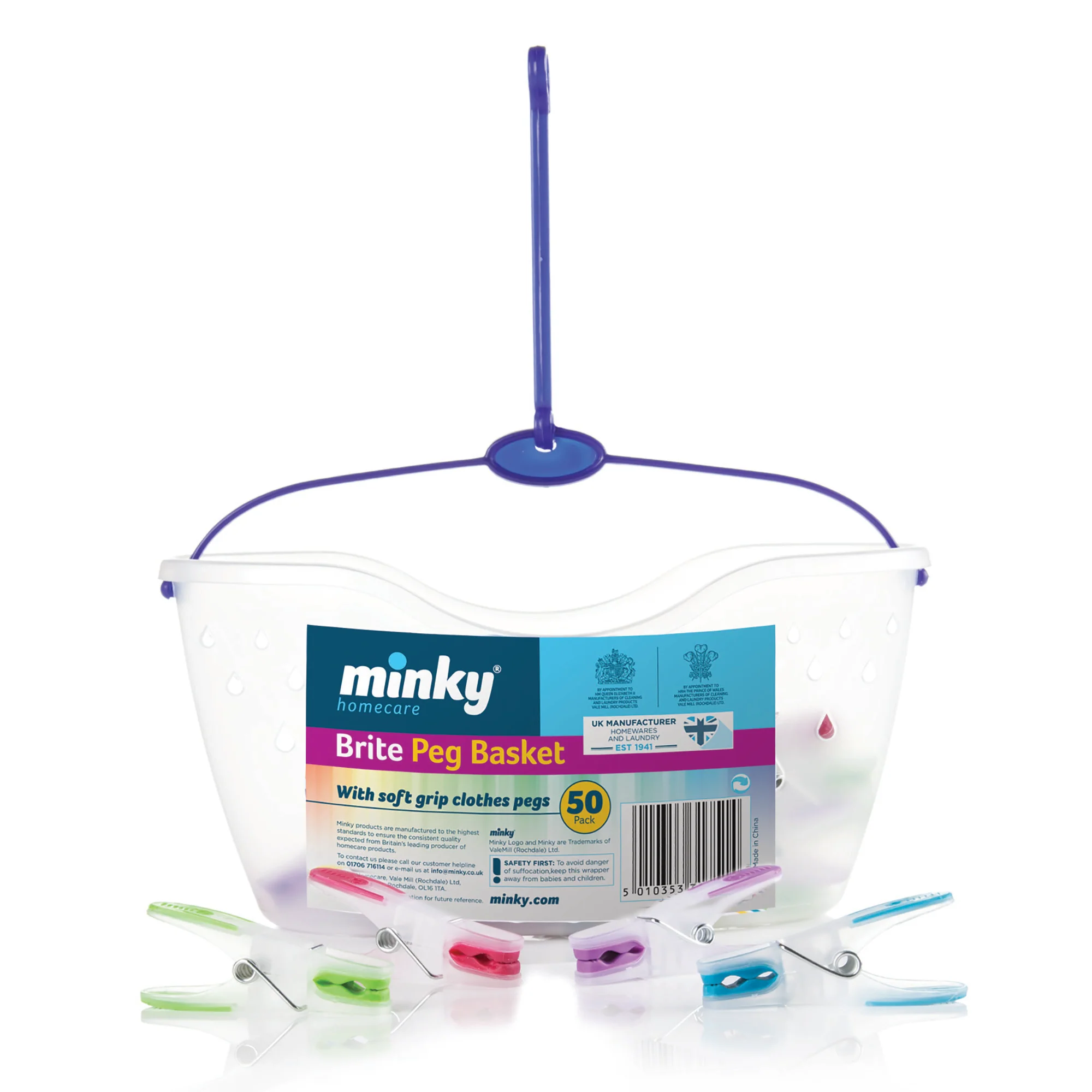 Minky Peg Basket With Soft Grip Pegs