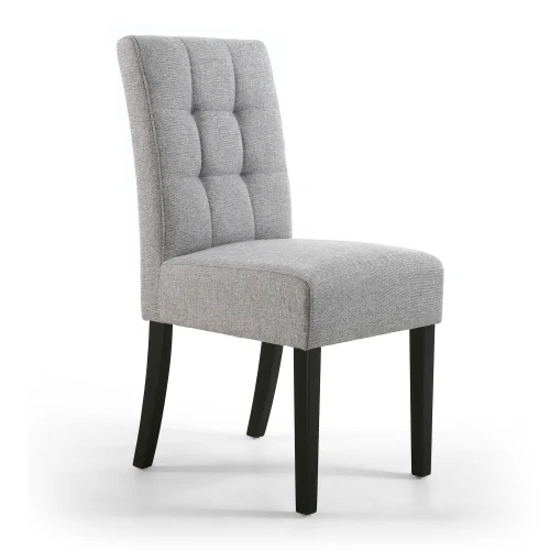 Moseley Waffle Linen Effect Silver Grey In Black Legs - Set Of 2