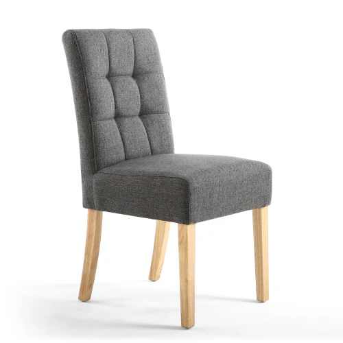Moseley Waffle Linen Effect Steel Grey In Natural Legs - Set Of 2