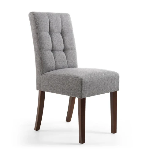 Moseley Waffle Linen Effect Steel Grey In Walnut Legs - Set Of 2