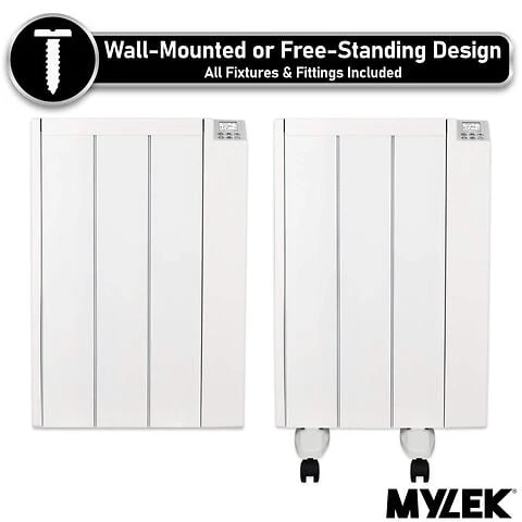 MYLEK Electric Radiator Panel Heater Ceramic White Eco 2000W Bathroom Safe Wall Mounted Or Free Standing With Timer Thermostat - Image 6