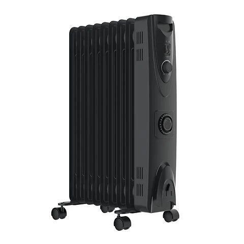MYLEK Oil Filled Heater Radiator Thermostat 3 Heat Settings And Timer Charcoal Grey