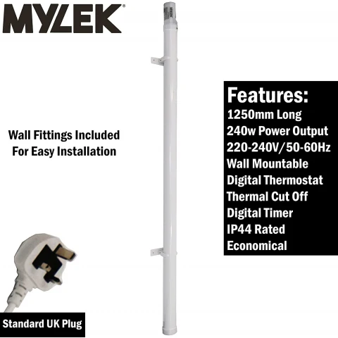Mylek Tubular Heater 60W - 340mm - Low Energy Tube - Built in Digital Timer Thermal Cut Out - Mounting Brackets Greenhouse, Garage - Image 37