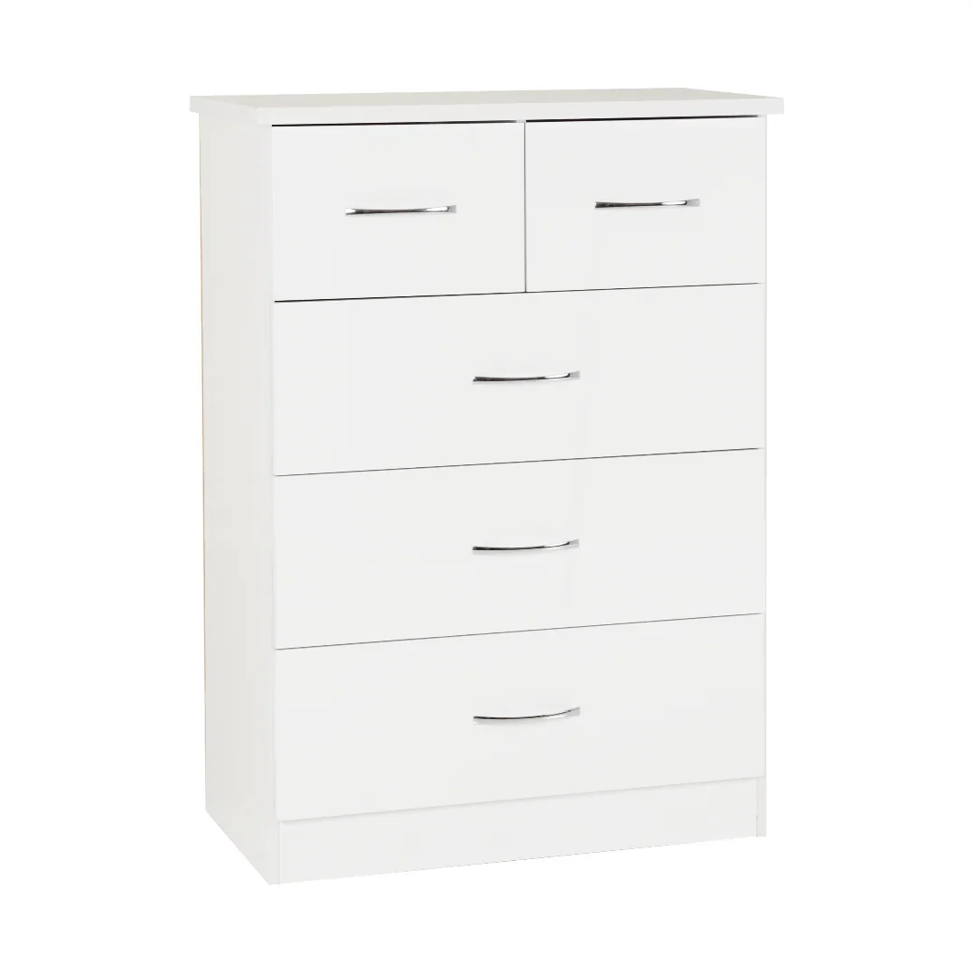 NEVADA 3+2 DRAWER CHEST - WHITE GLOSS