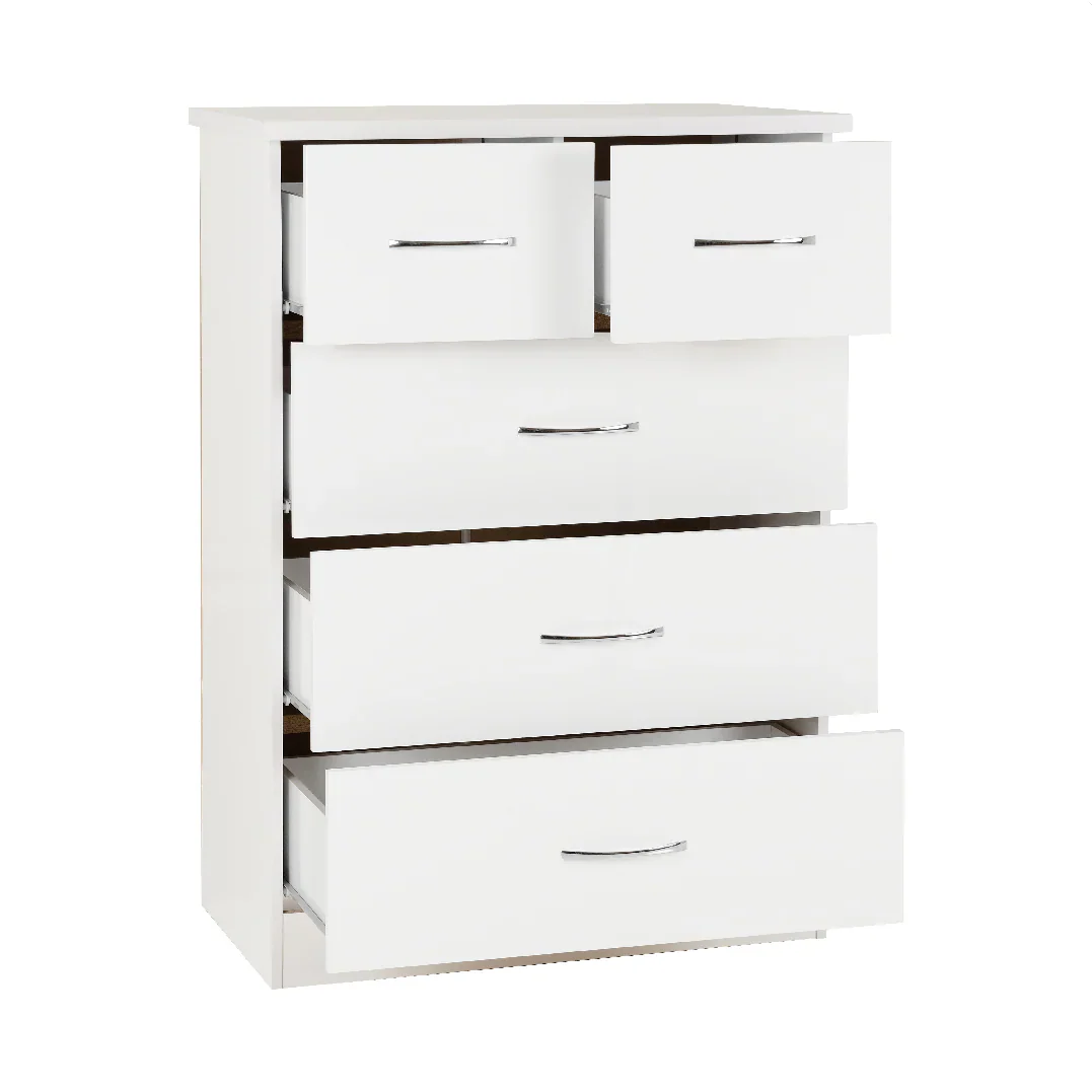 NEVADA 3+2 DRAWER CHEST - WHITE GLOSS - Image 3