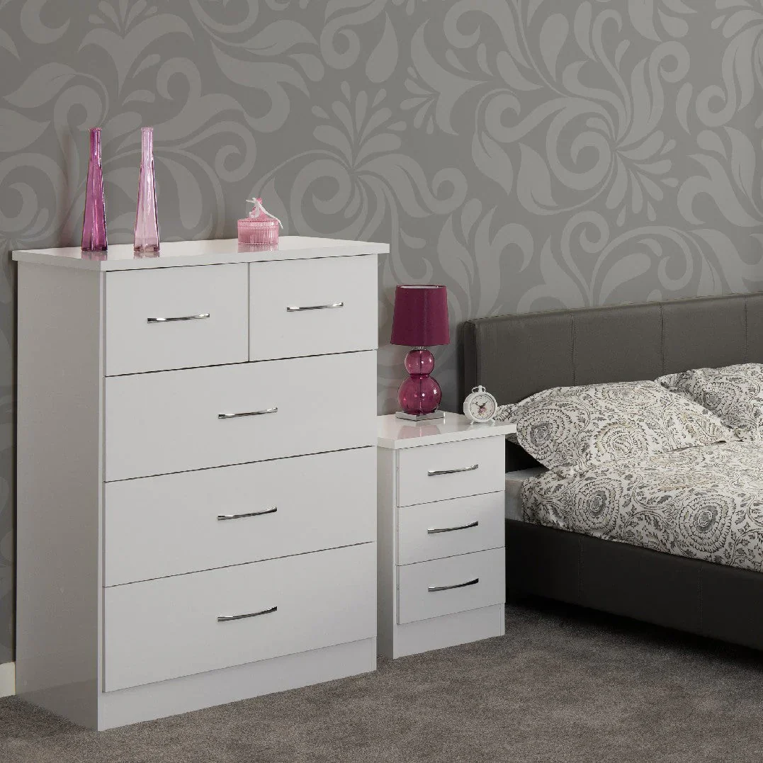 NEVADA 3+2 DRAWER CHEST - WHITE GLOSS - Image 5