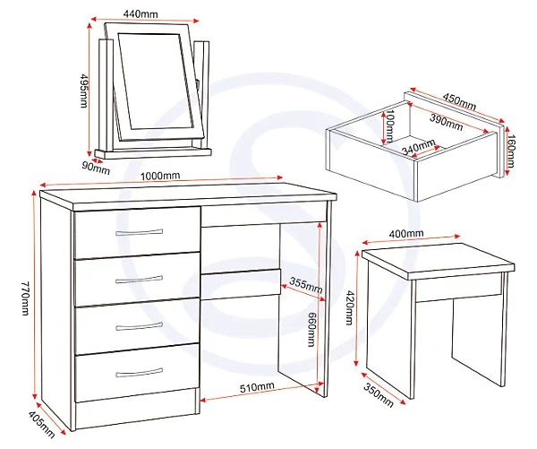 NEVADA DRESSING TABLE SET - WHITE GLOSS - Image 5