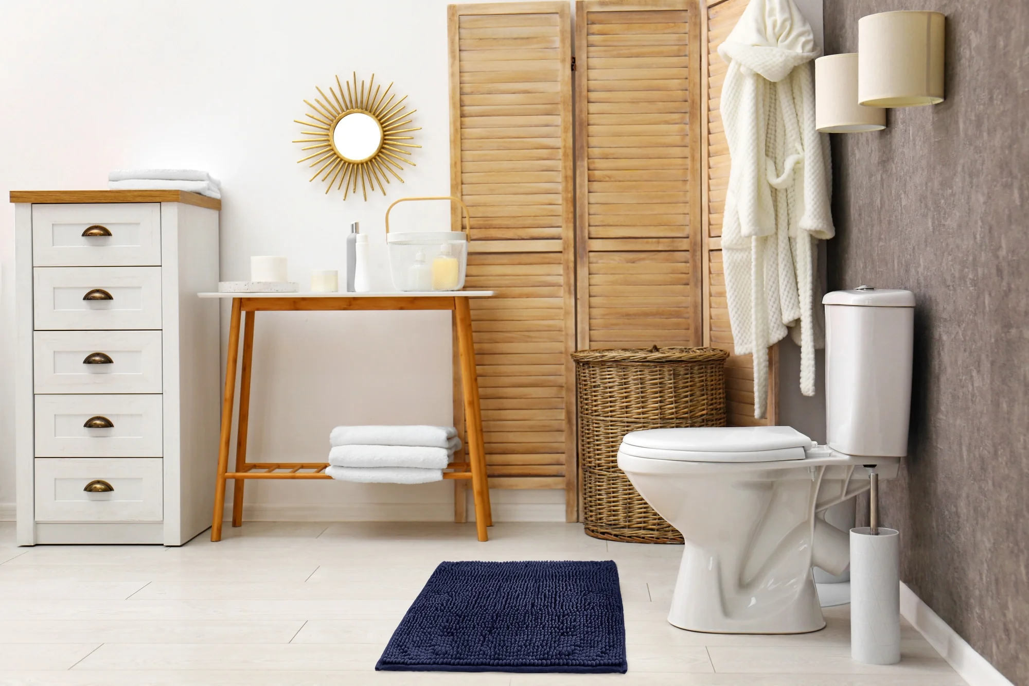 Noodle Soft Touch Non-Slip Bathroom Rug in Navy - Image 4