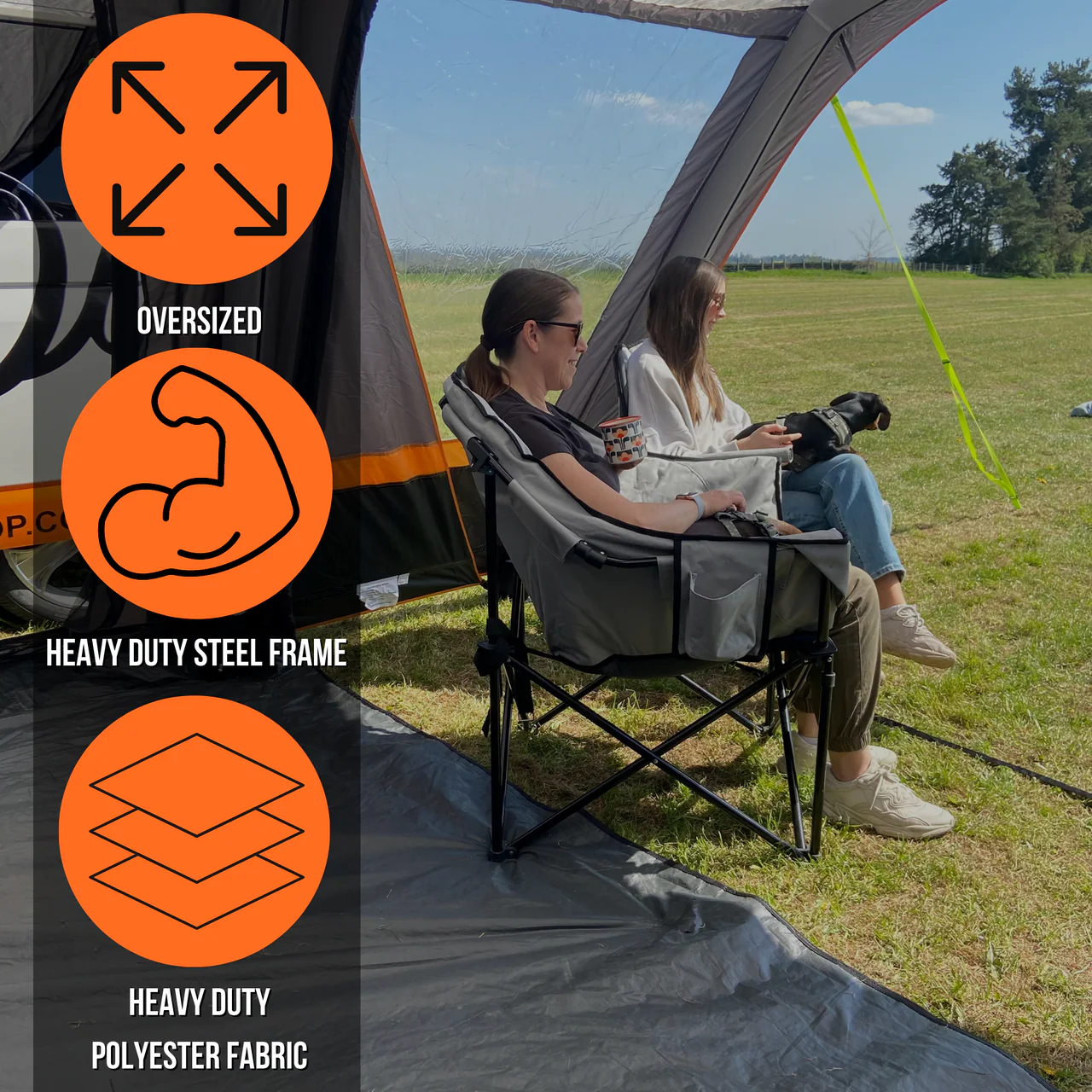 Olympus XL Camping Chair Grey & Charcoal - Image 4