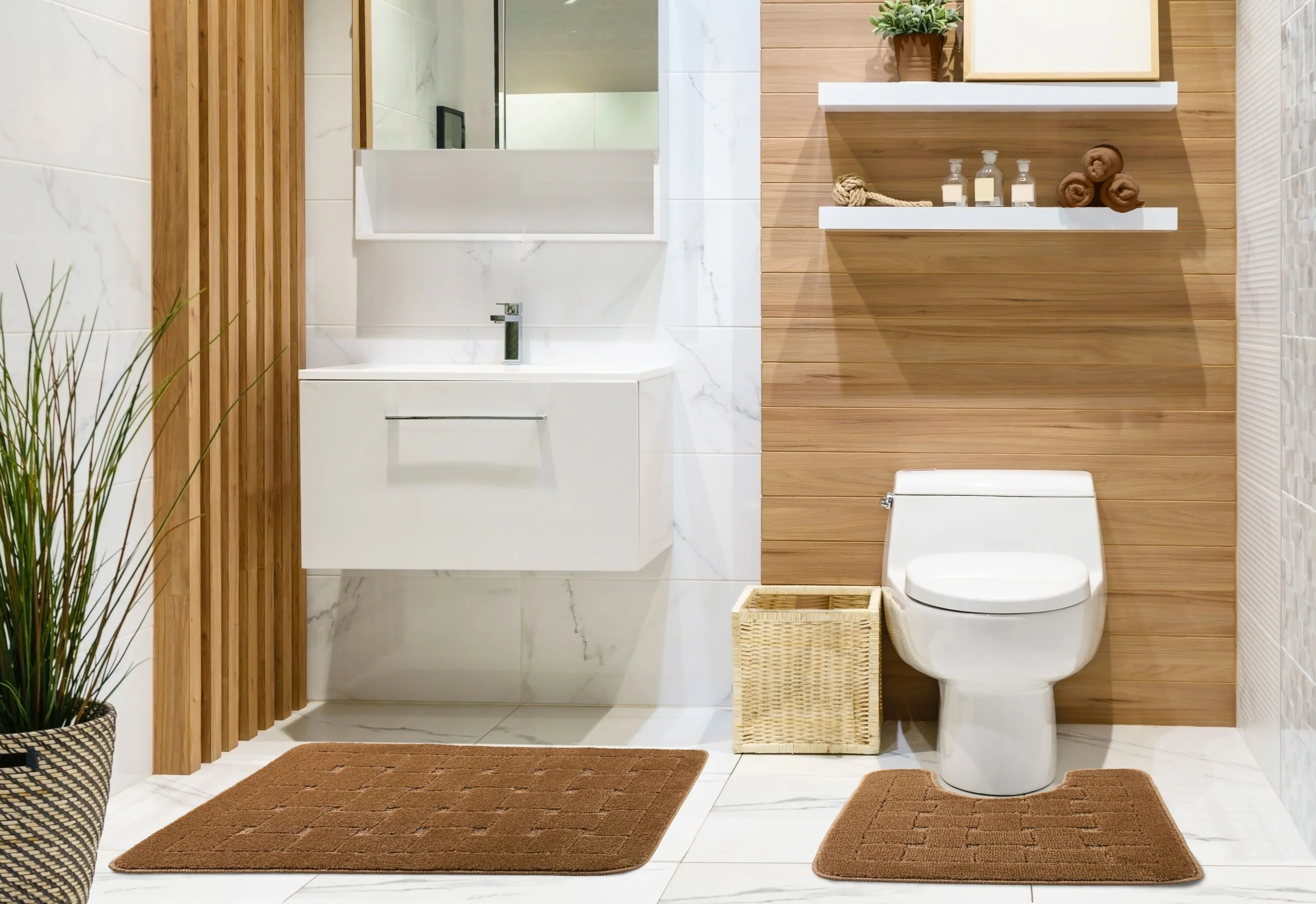 Orkney - Crosshatch 2 Pc Bath Set in Beige - Image 2
