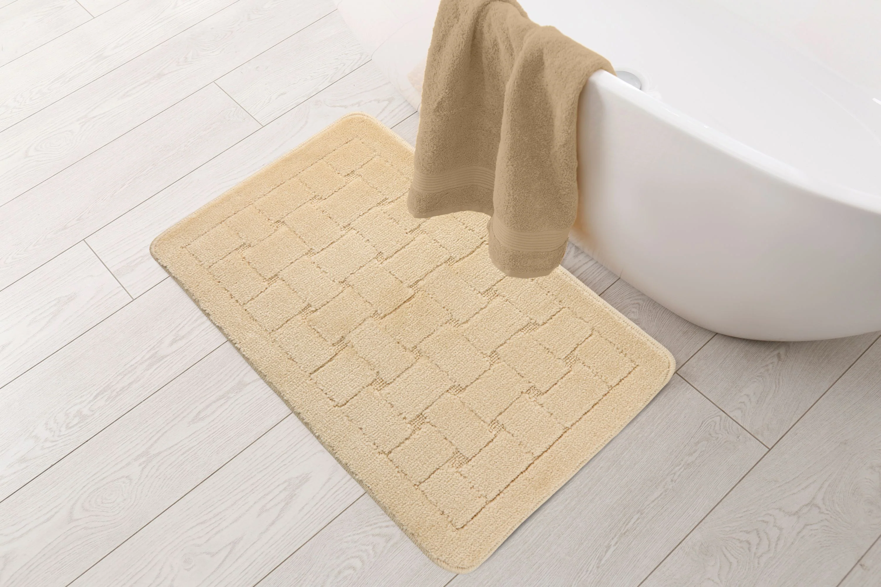 Orkney - Crosshatch Bath mat in Cream - Image 2